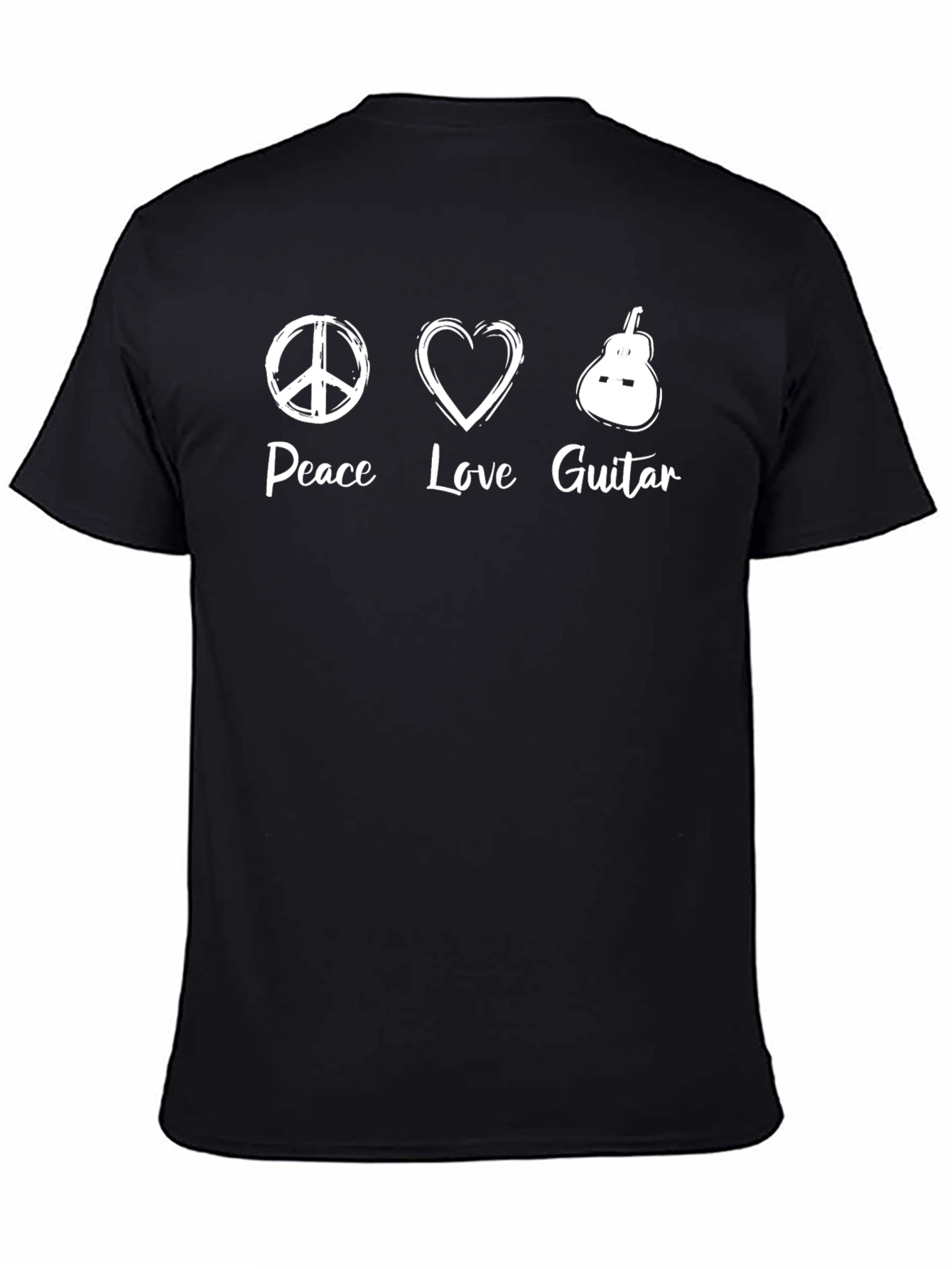 Peace Love Guitar Graphic T-Shirt - Black