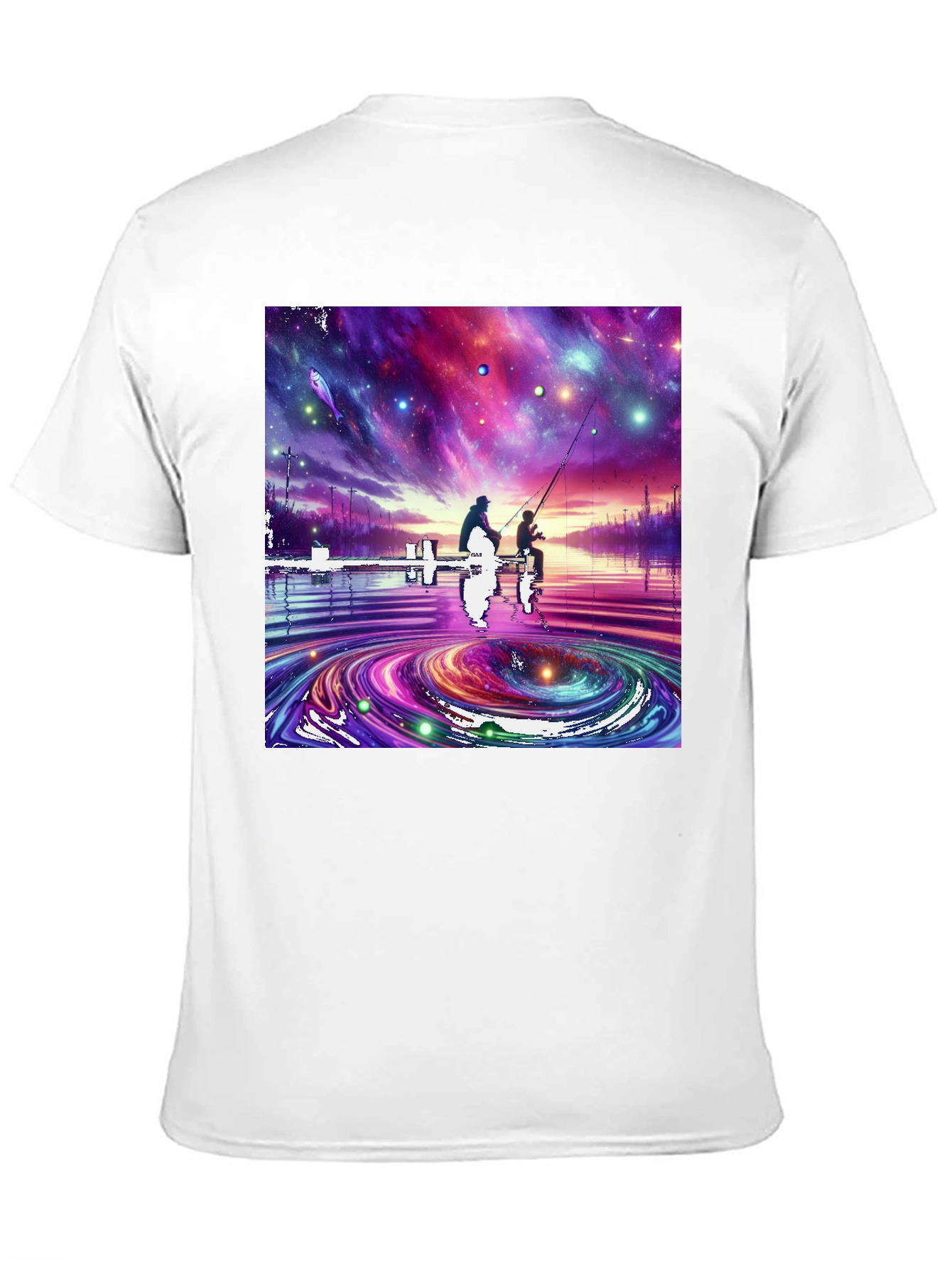 Cosmic Fishing Tee - Celestial Waters Design