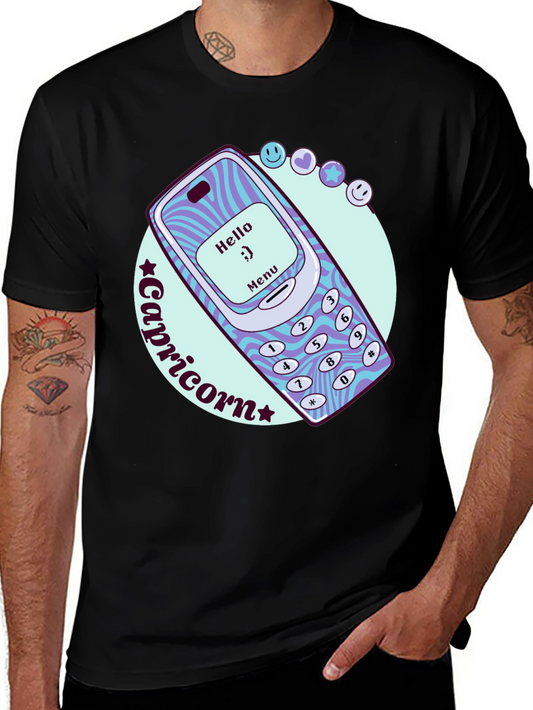 Capricorn Zodiac Sign Retro Cell Phone T-Shirt