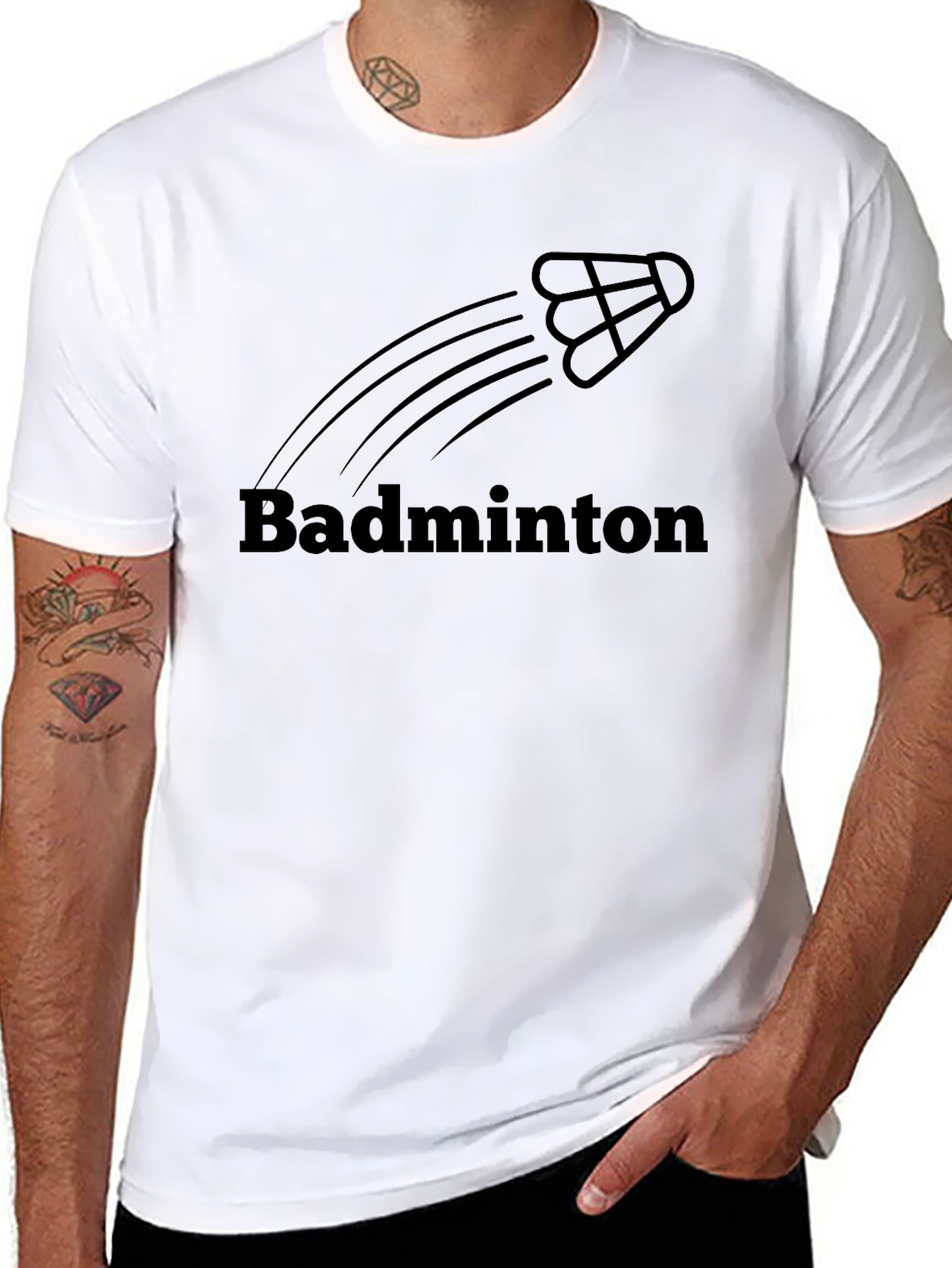 Badminton Shuttlecock Graphic Tee - Sporty Black T-Shirt