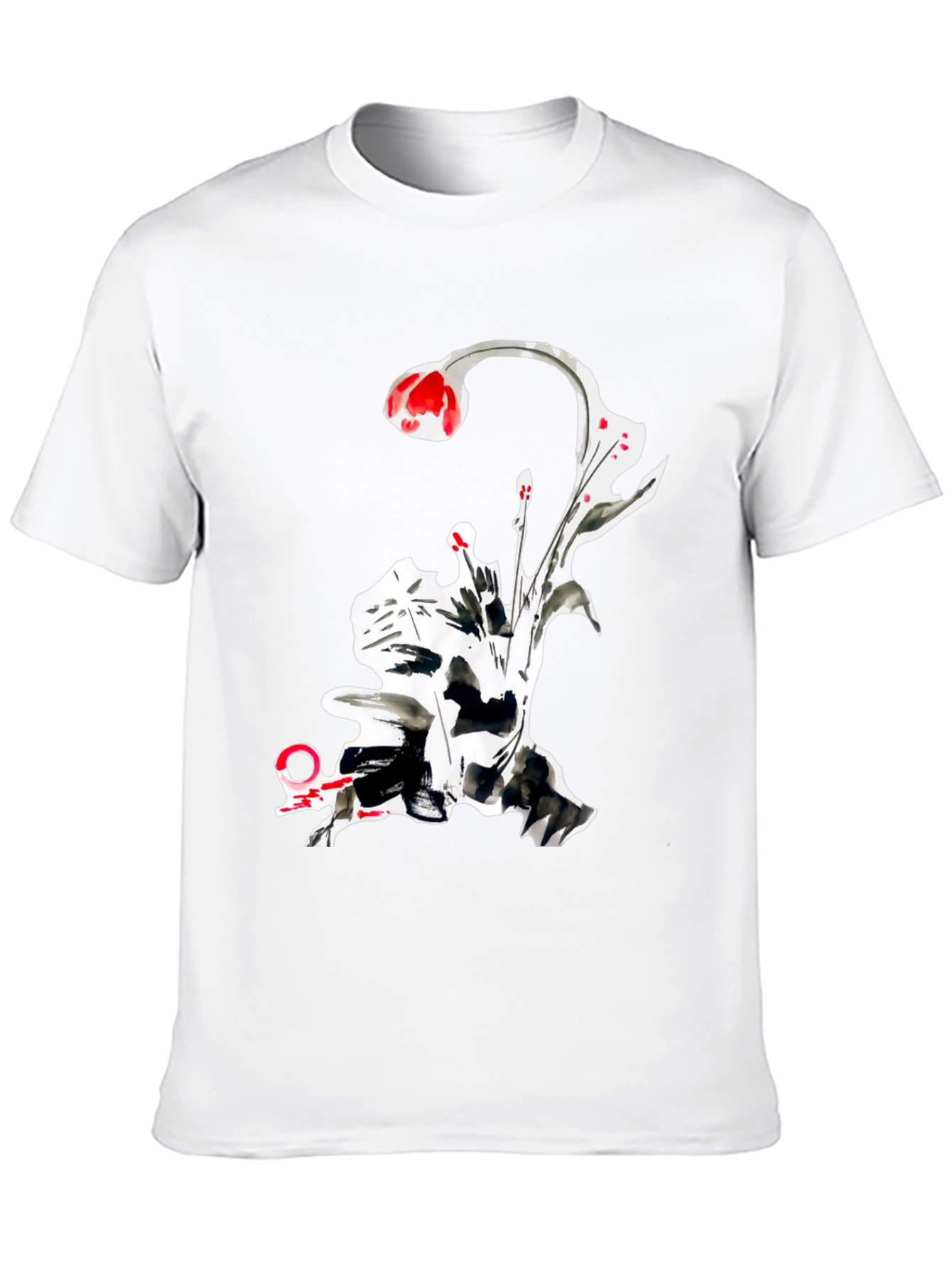 Abstract Floral Graphic Tee - Black