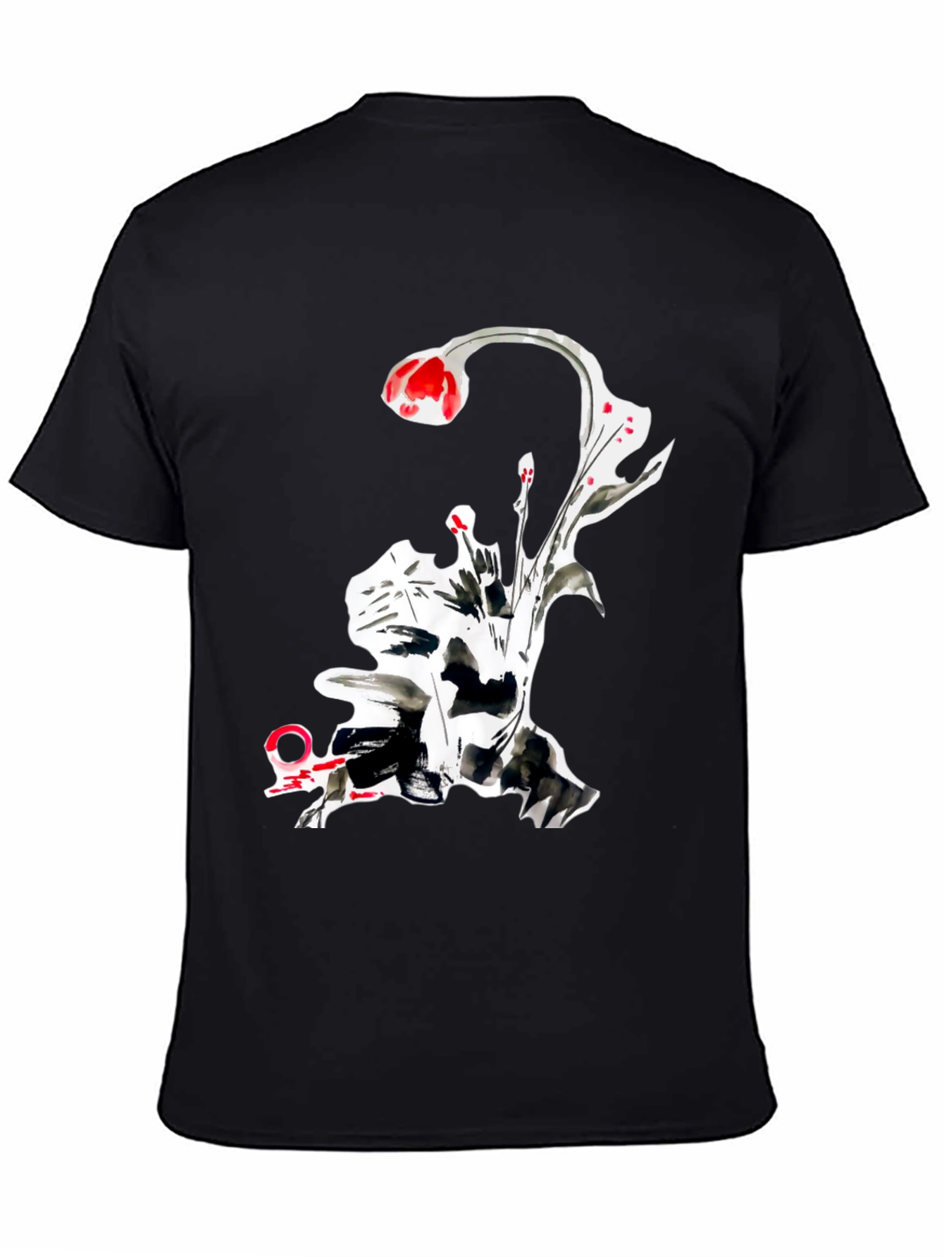 Abstract Floral Graphic Tee - Black
