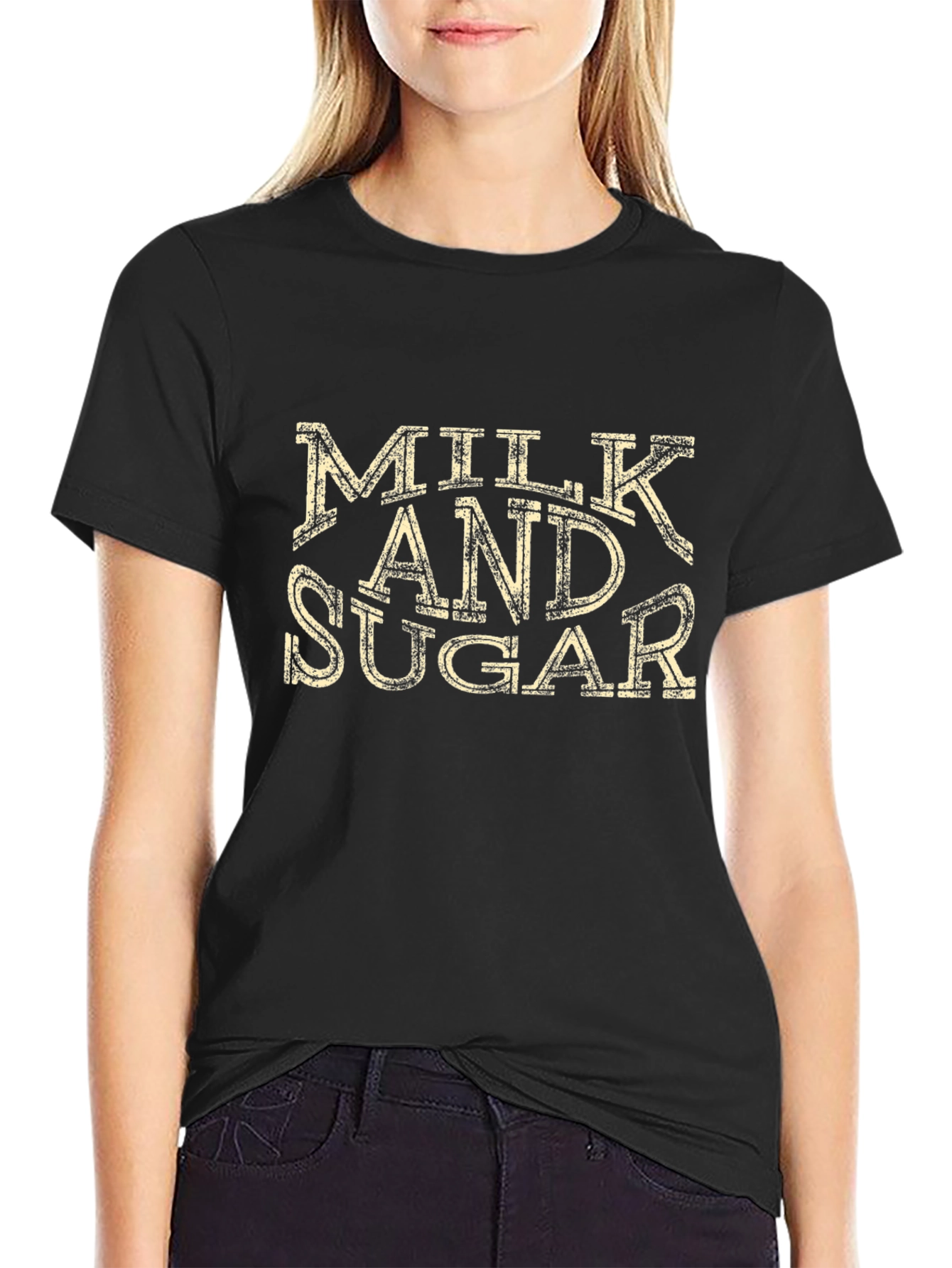 Milk and Sugar Distressed Graphic T-Shirt