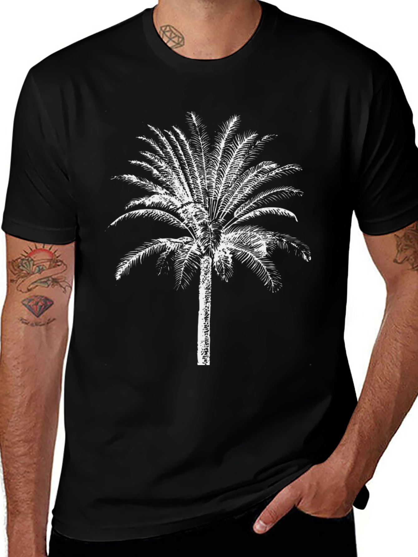 Black Palm Tree Graphic Tee - Casual & Stylish