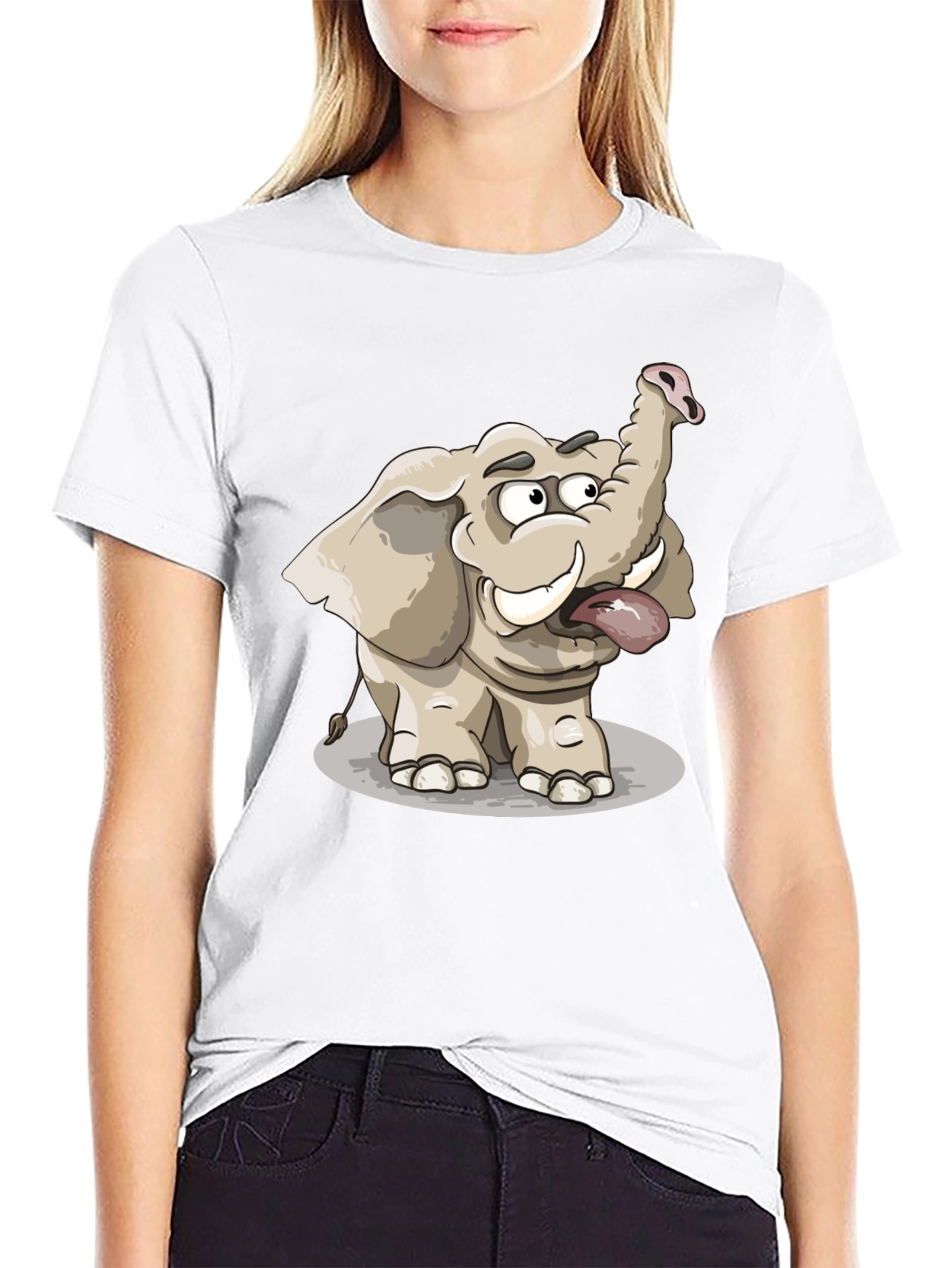 Funny Elephant Graphic Tee - Black Cotton T-Shirt