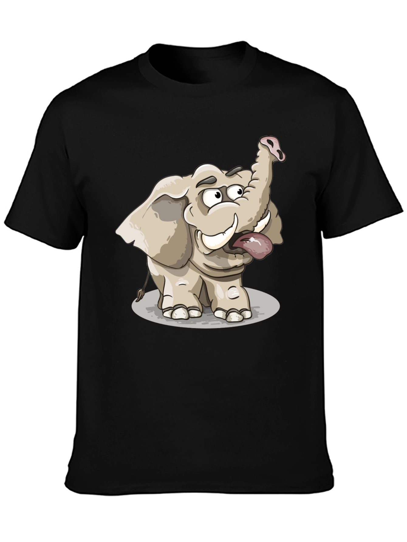 Funny Elephant Graphic Tee - Black Cotton T-Shirt