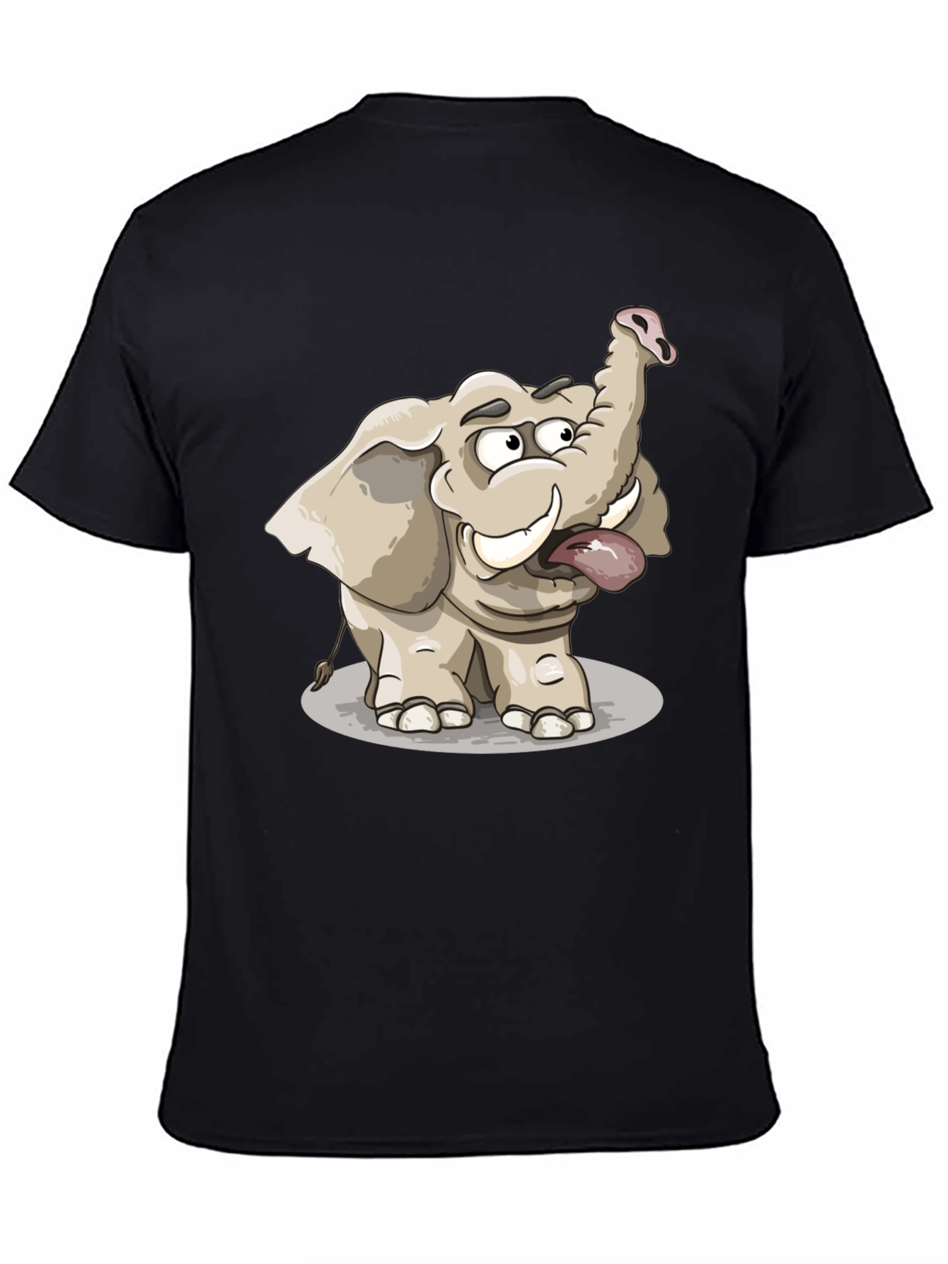 Funny Elephant Graphic Tee - Black Cotton T-Shirt