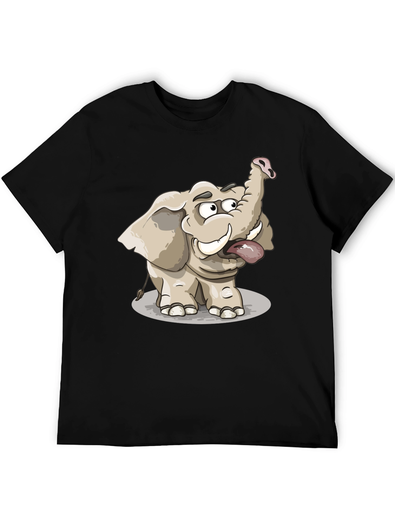 Funny Elephant Graphic Tee - Black Cotton T-Shirt