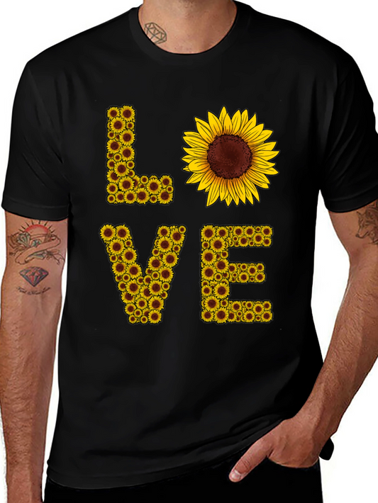 Sunflower LOVE Graphic Tee - Black Casual Shirt