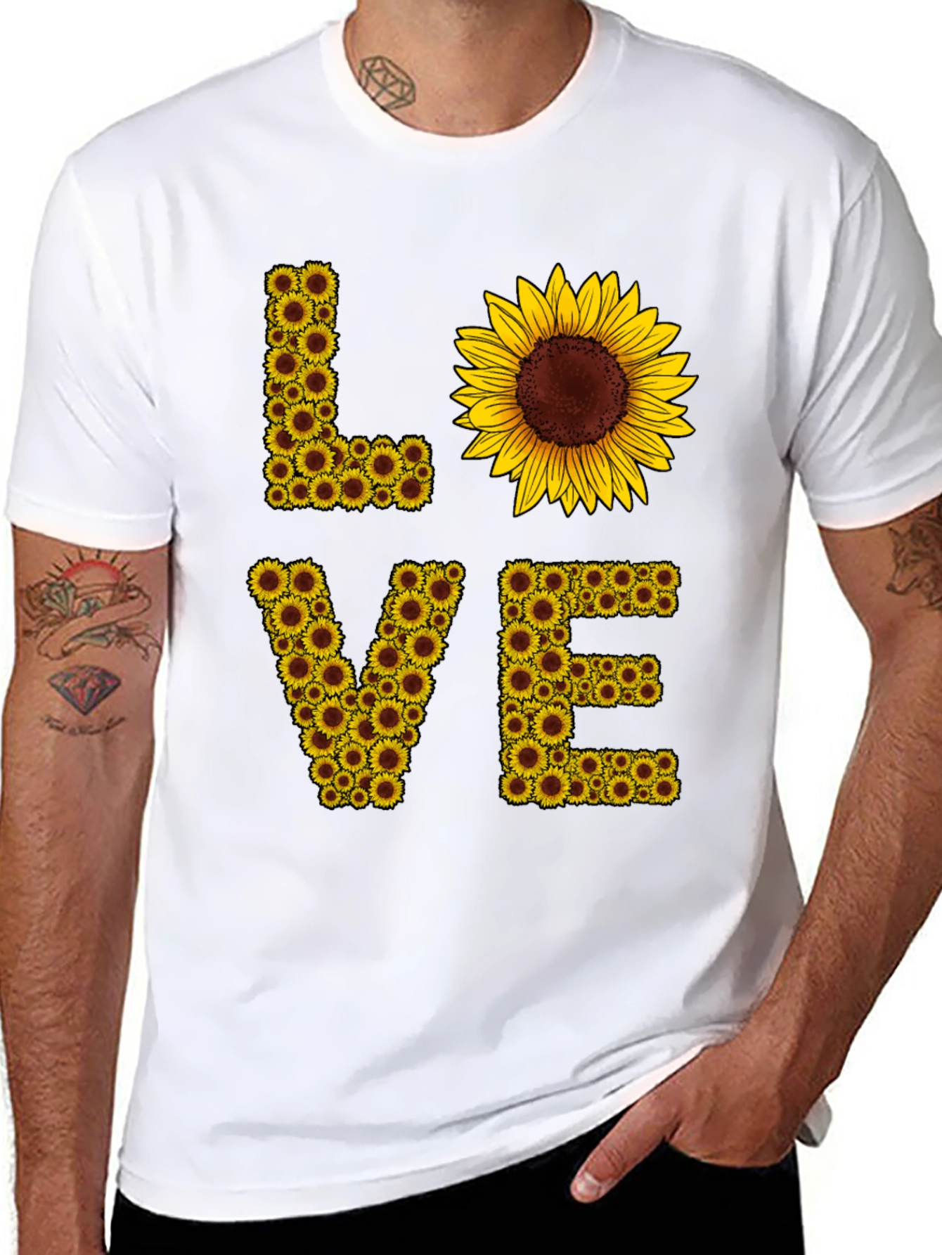 Sunflower LOVE Graphic Tee - Black Casual Shirt