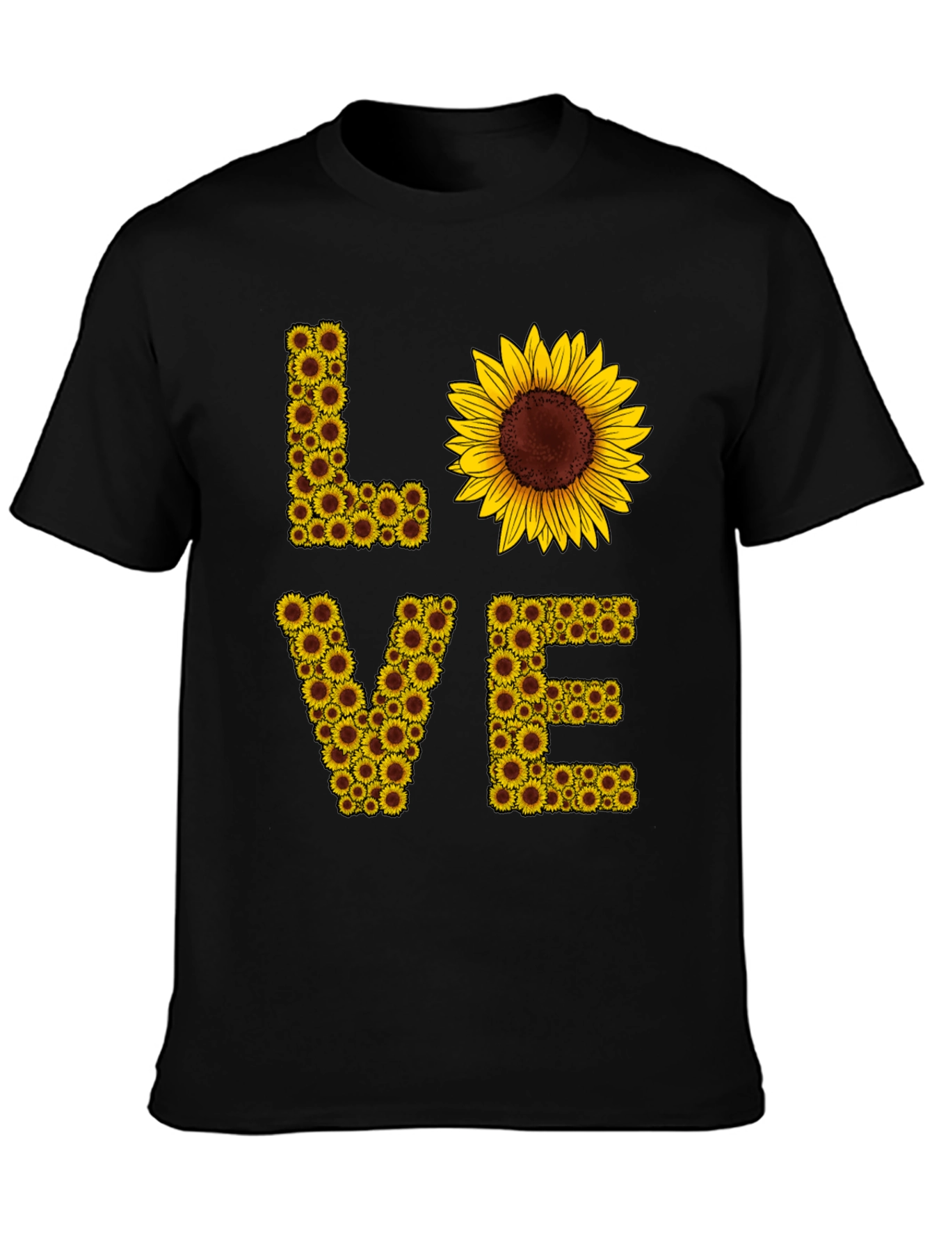 Sunflower LOVE Graphic Tee - Black Casual Shirt