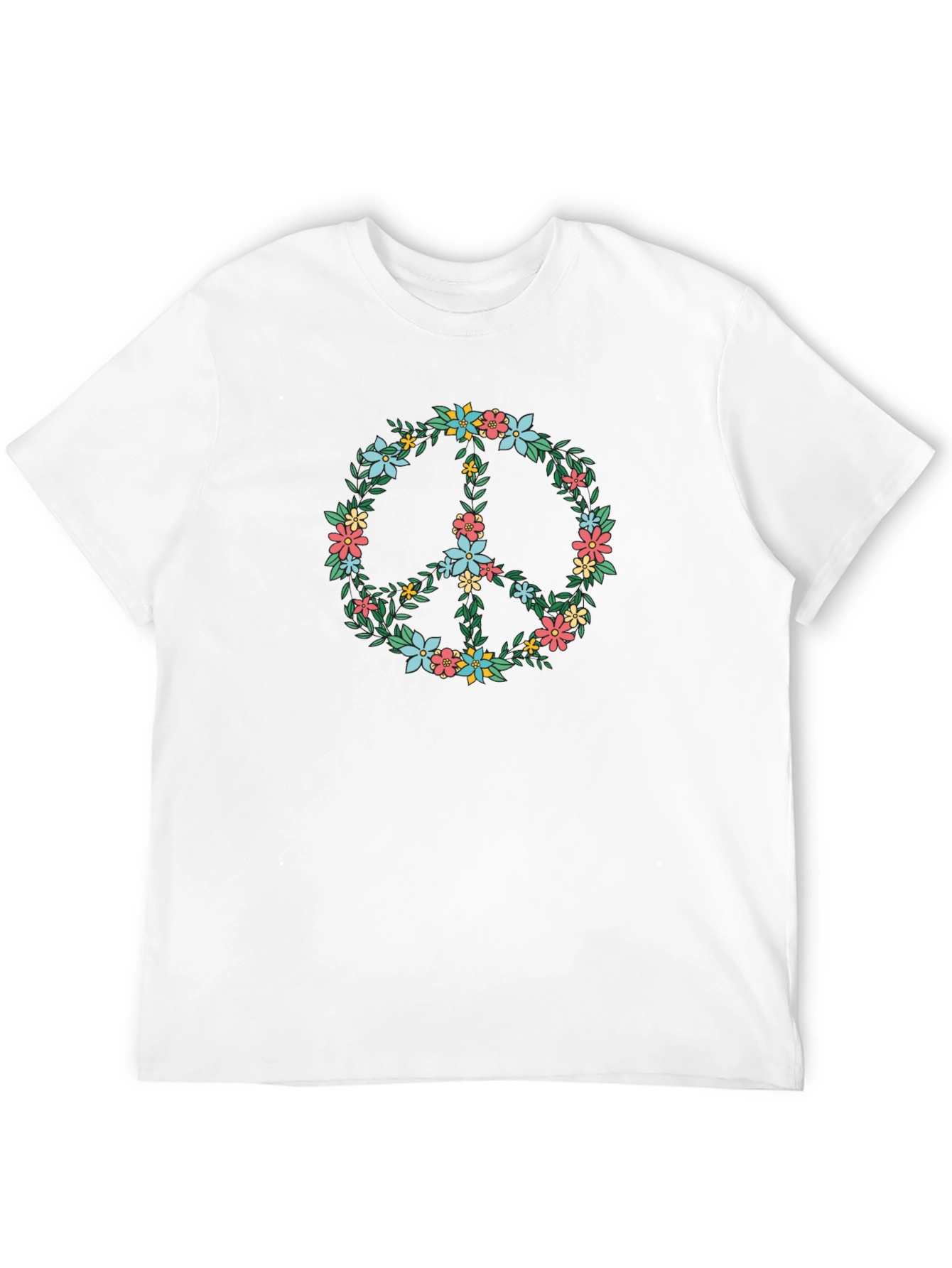 Floral Peace Sign Graphic T-Shirt