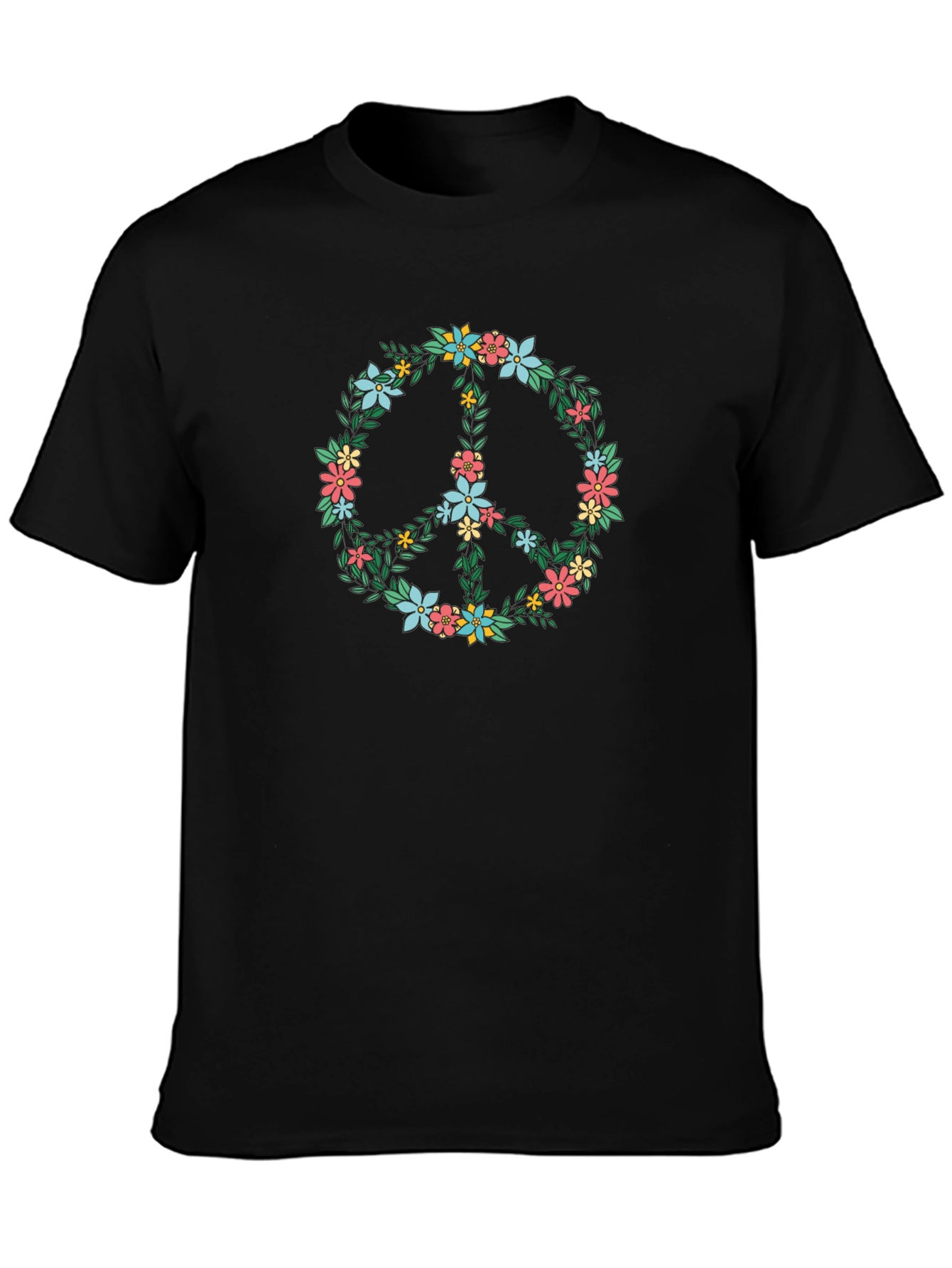 Floral Peace Sign Graphic T-Shirt