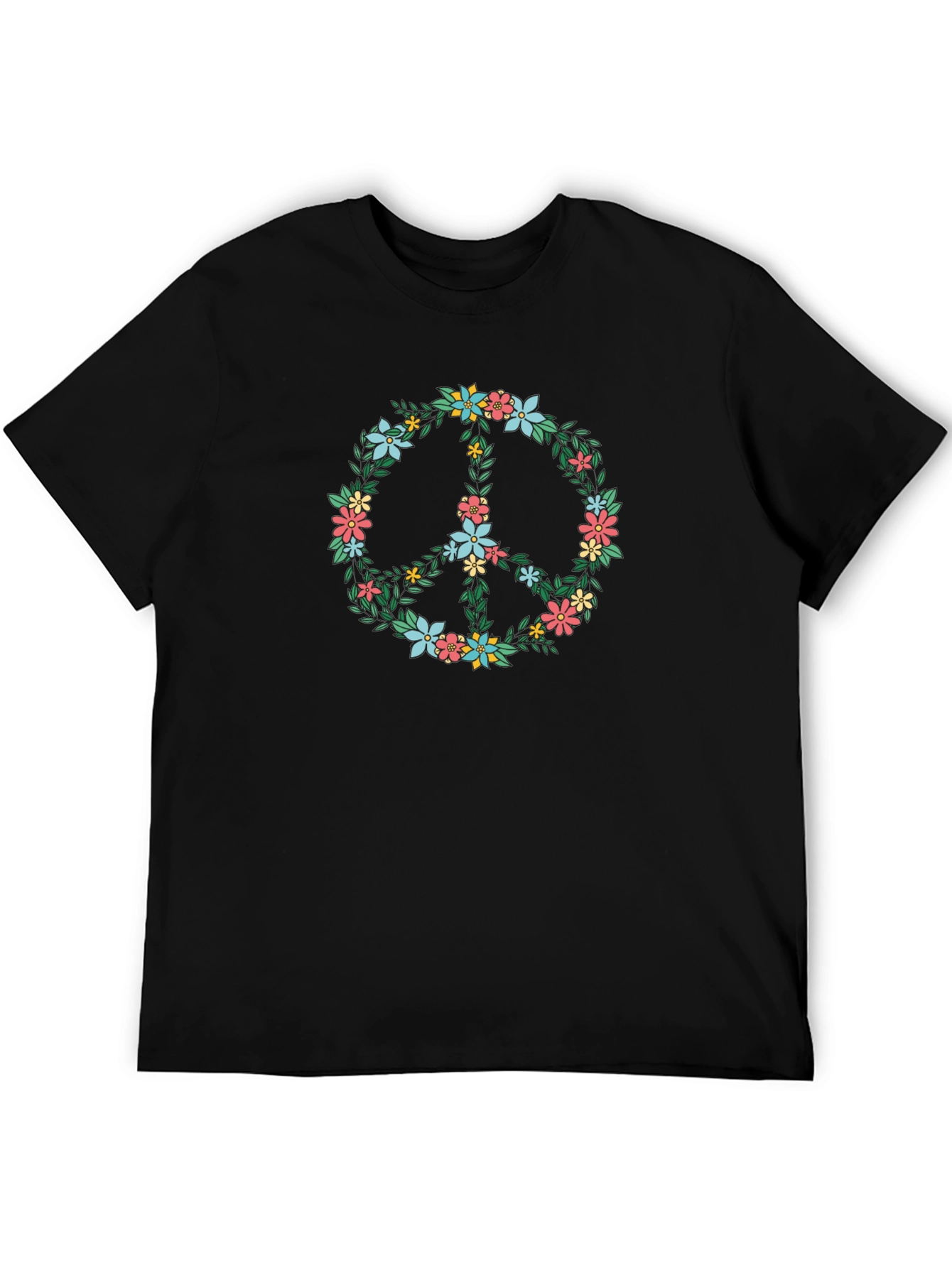 Floral Peace Sign Graphic T-Shirt