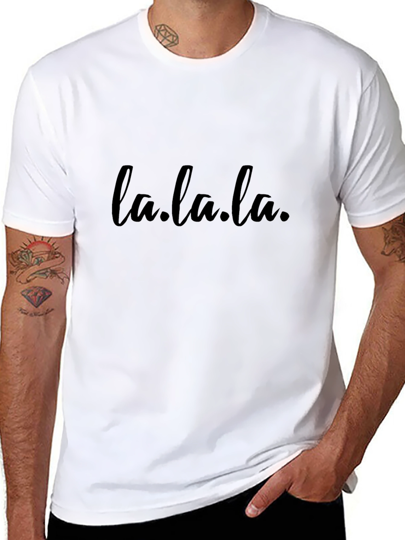 La.la.la. Black Graphic Tee - Mens Casual Shirt