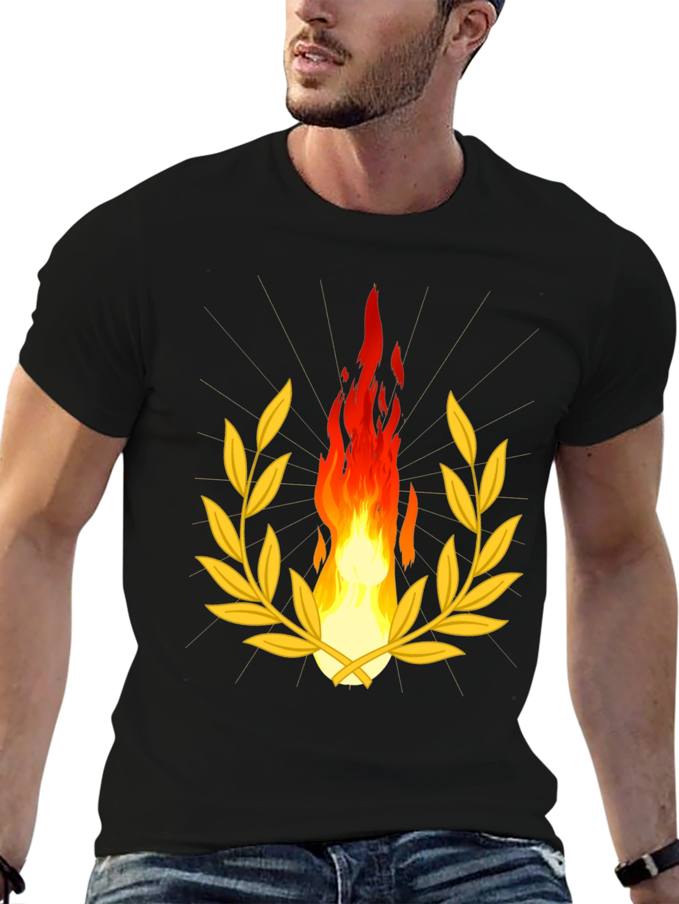 Flame & Laurel Graphic Tee - Stylish Black Shirt