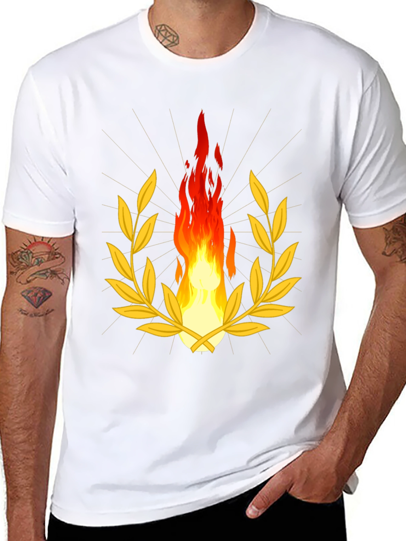 Flame & Laurel Graphic Tee - Stylish Black Shirt