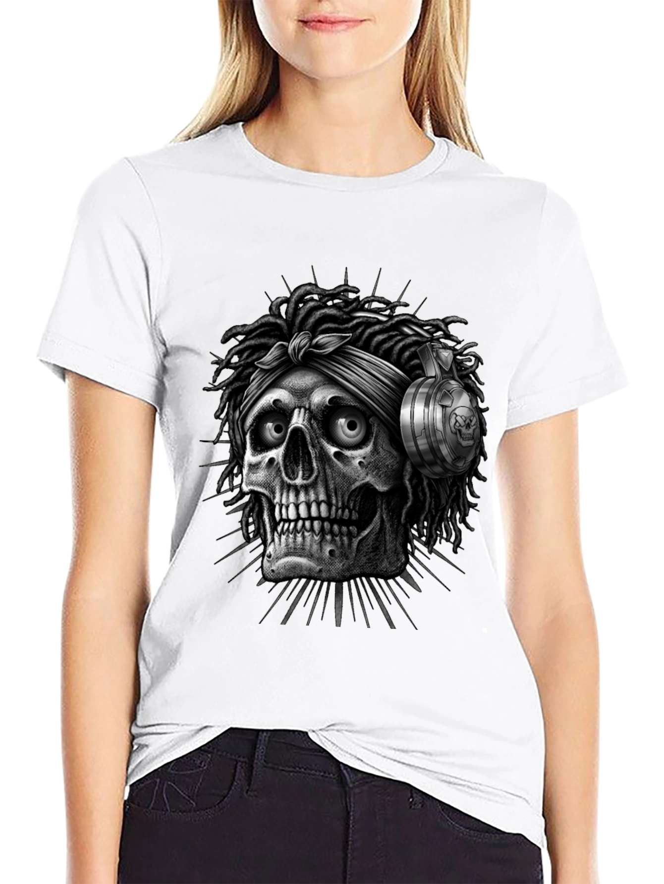 Skull with Dreadlocks Graphic Tee