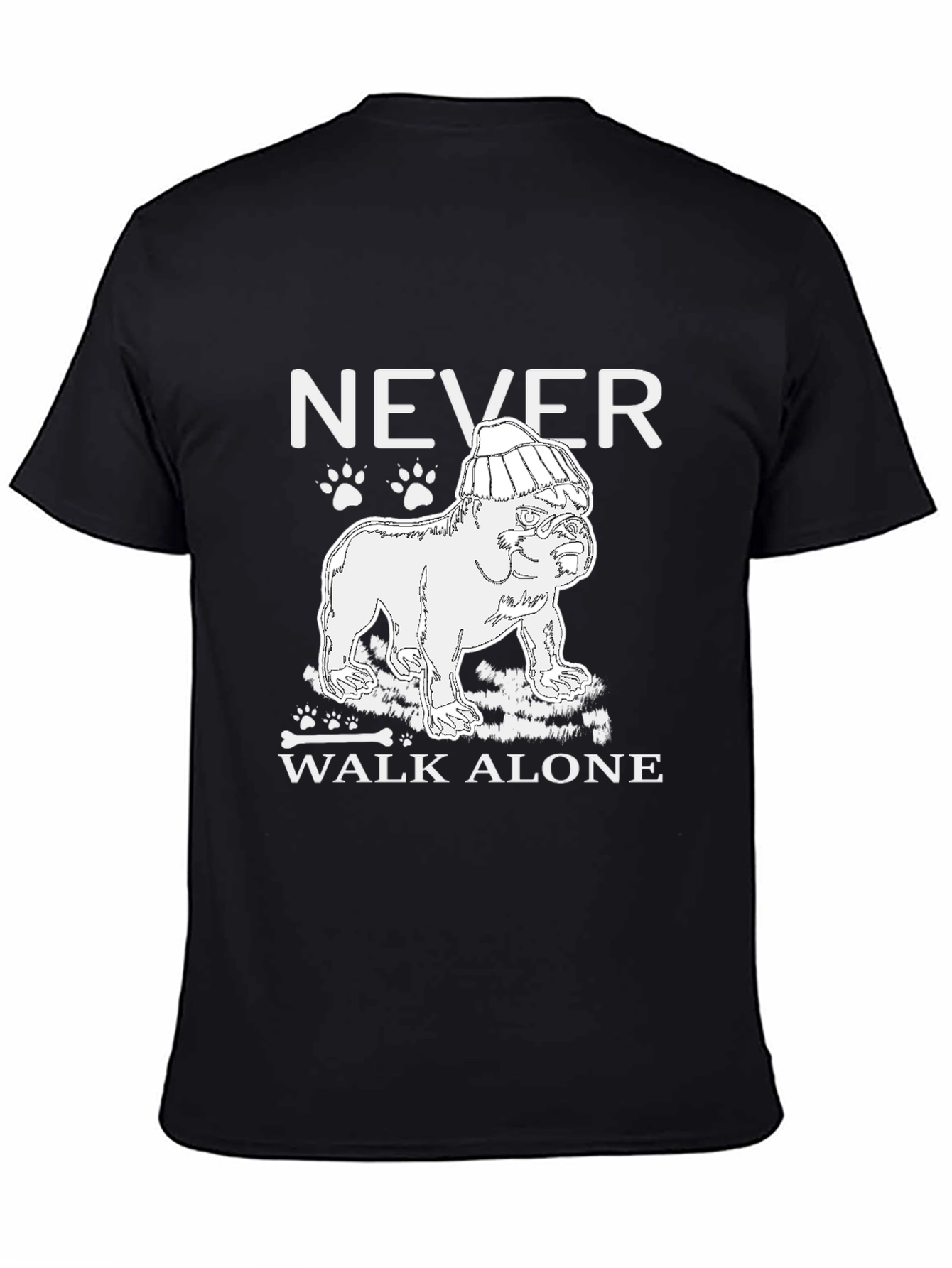 Never Walk Alone Dog Graphic Tee - Black