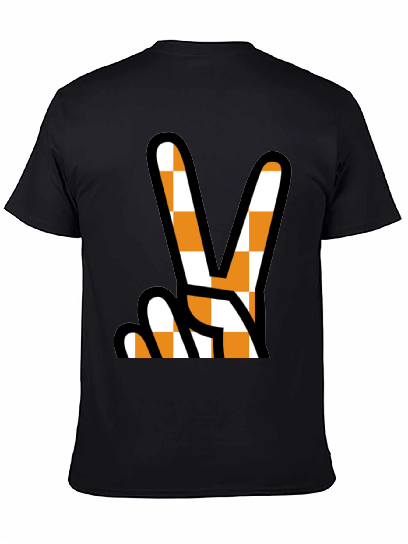 Checkered Peace Sign Black T-Shirt