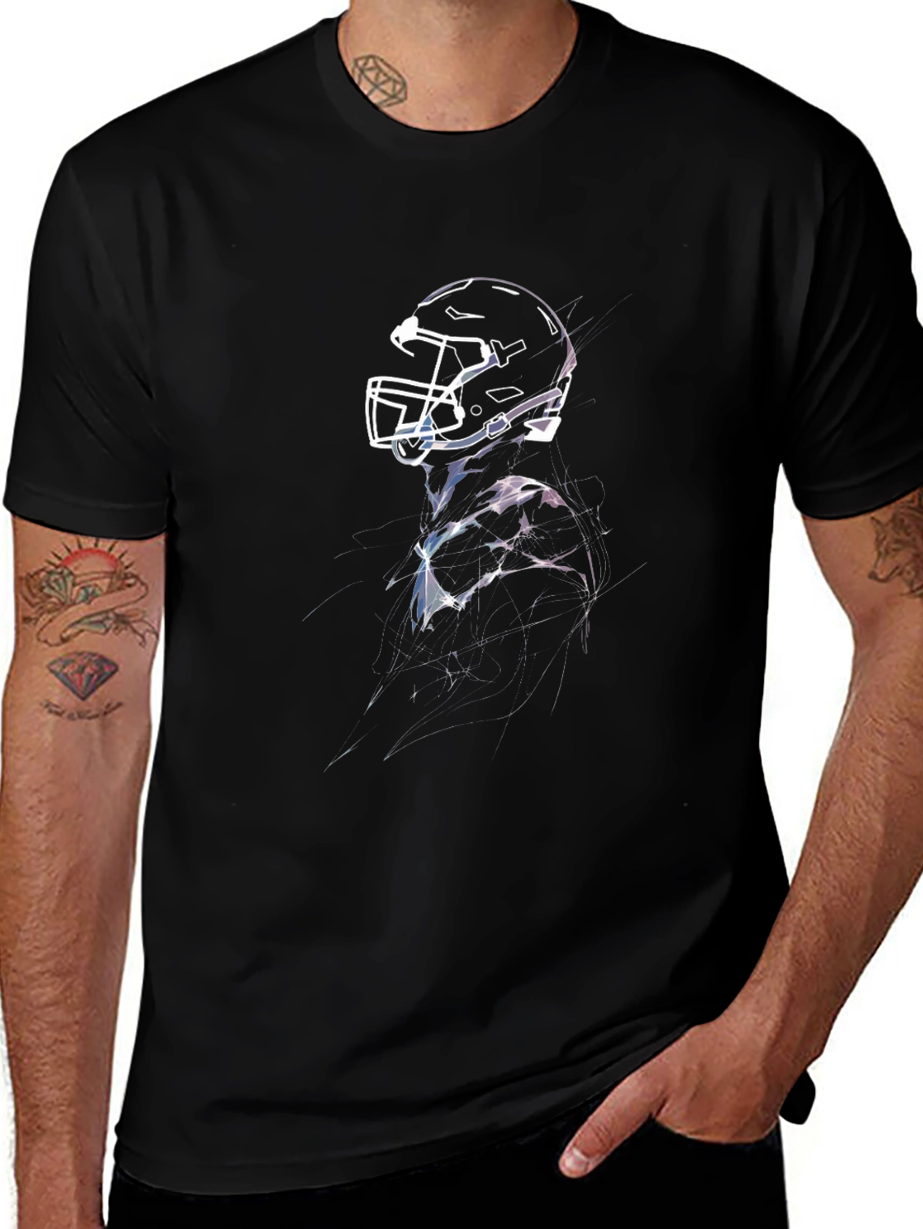 Abstract Football Helmet Graphic Tee