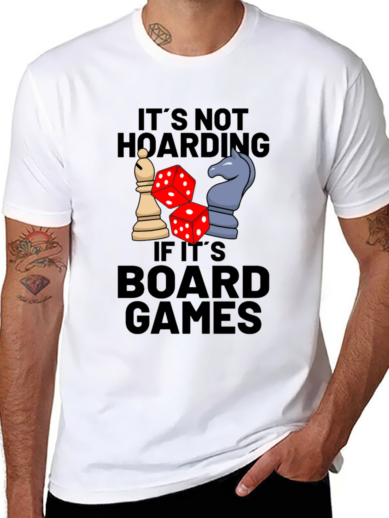 Board Game Hoarding T-Shirt - Chess & Dice Design