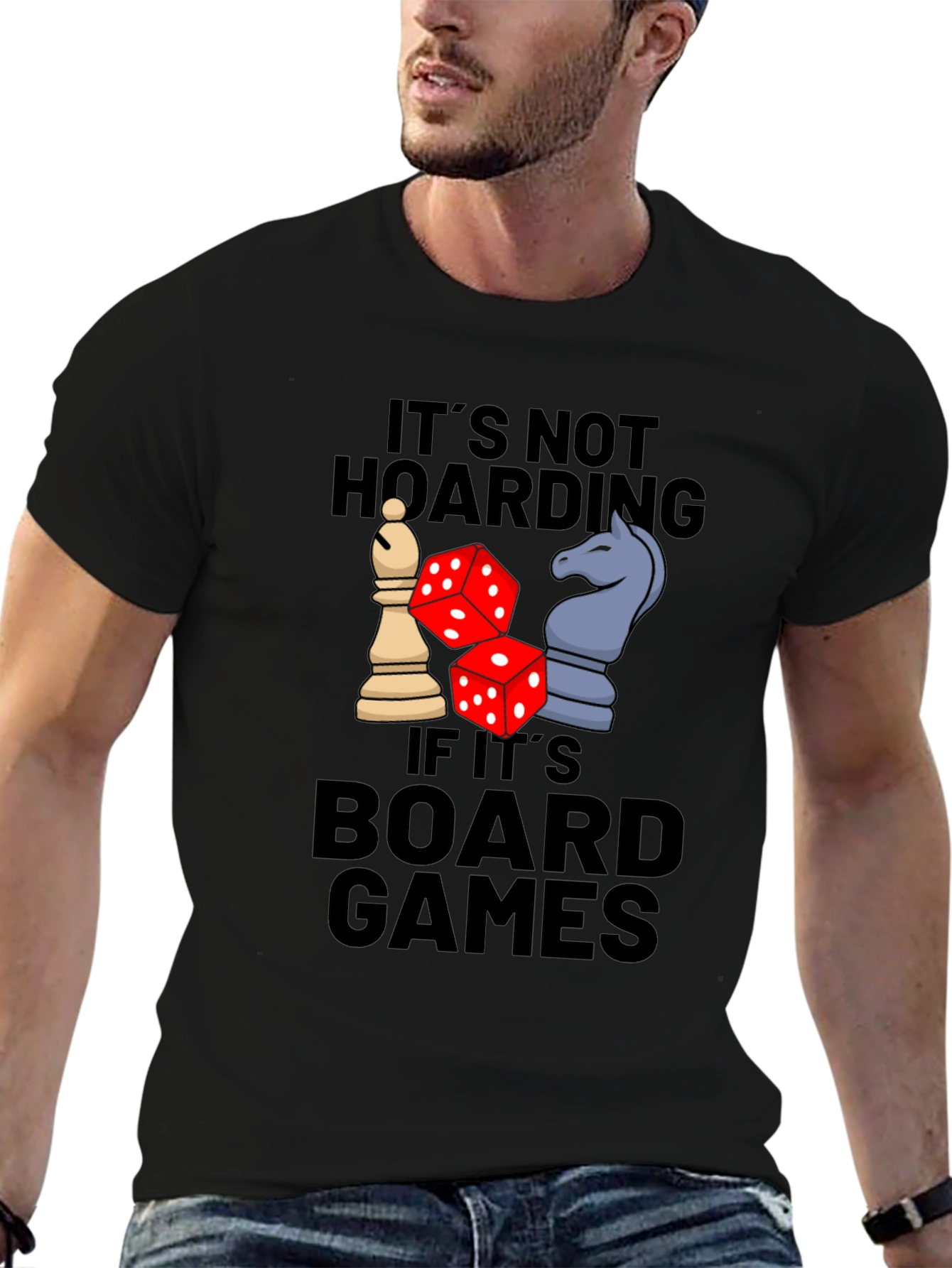 Board Game Hoarding T-Shirt - Chess & Dice Design