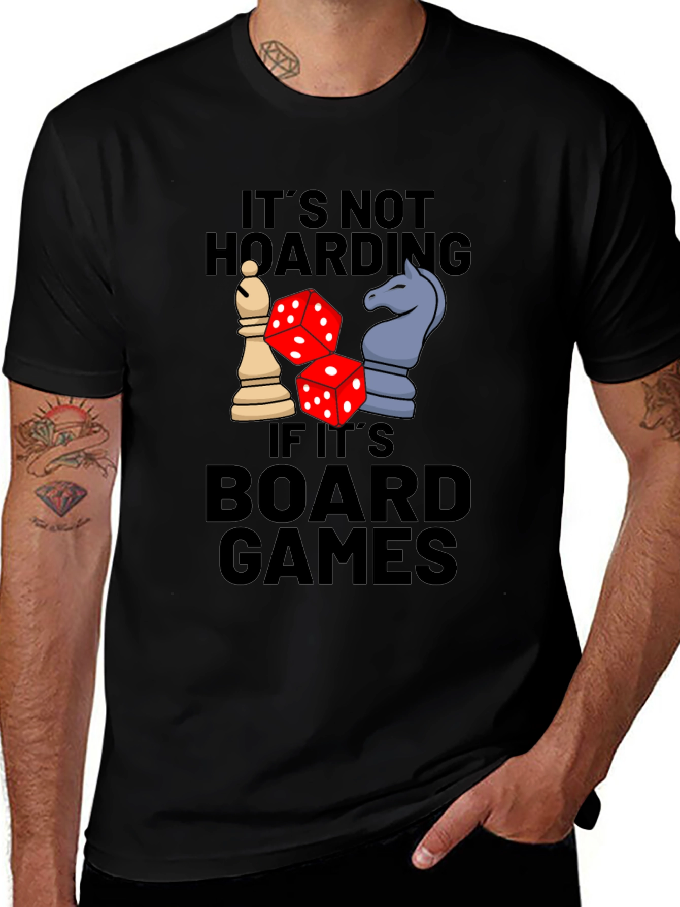 Board Game Hoarding T-Shirt - Chess & Dice Design