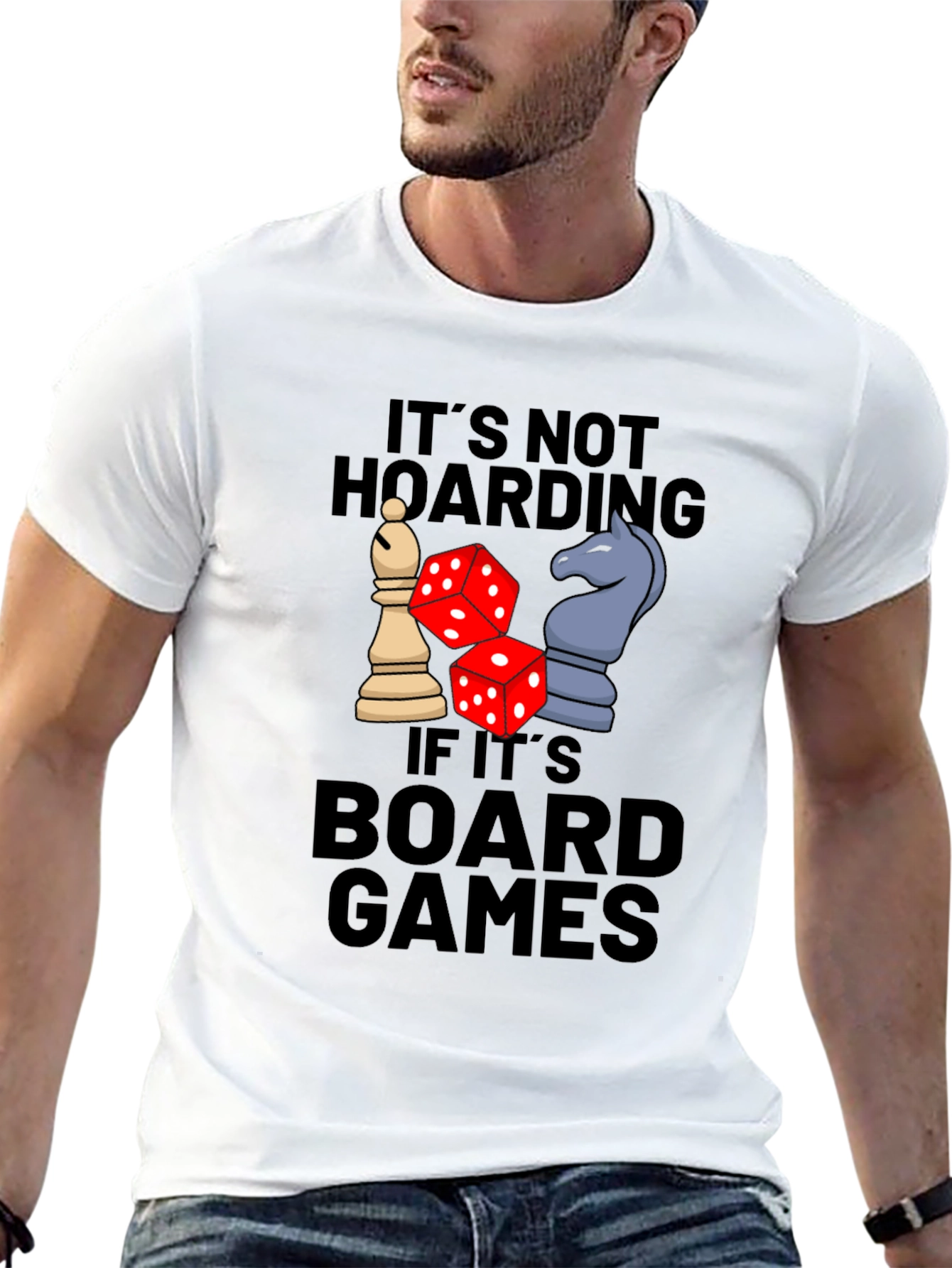 Board Game Hoarding T-Shirt - Chess & Dice Design