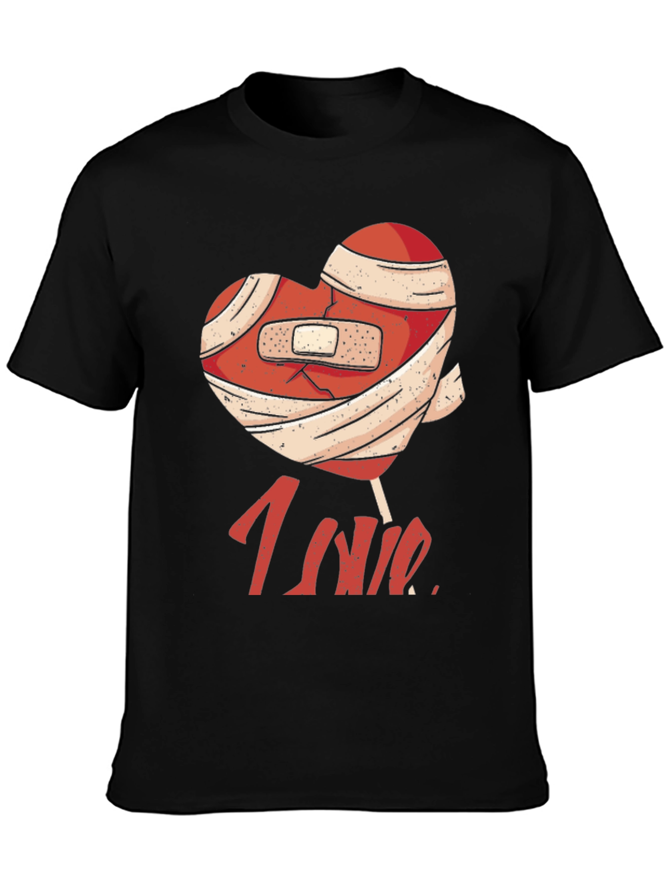 Heart Lollipop Bandage Graphic T-Shirt - Love Hurts Tee