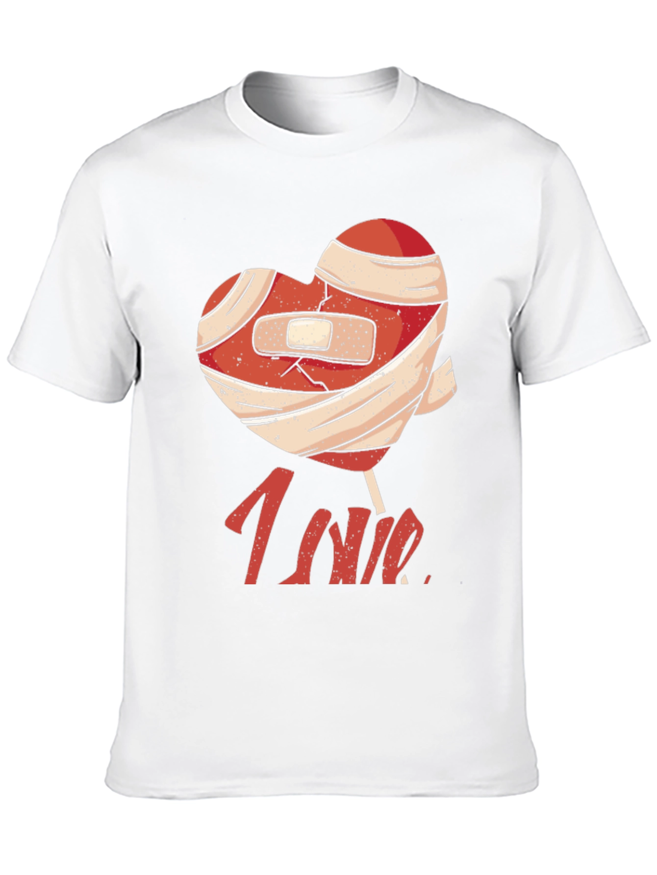 Heart Lollipop Bandage Graphic T-Shirt - Love Hurts Tee