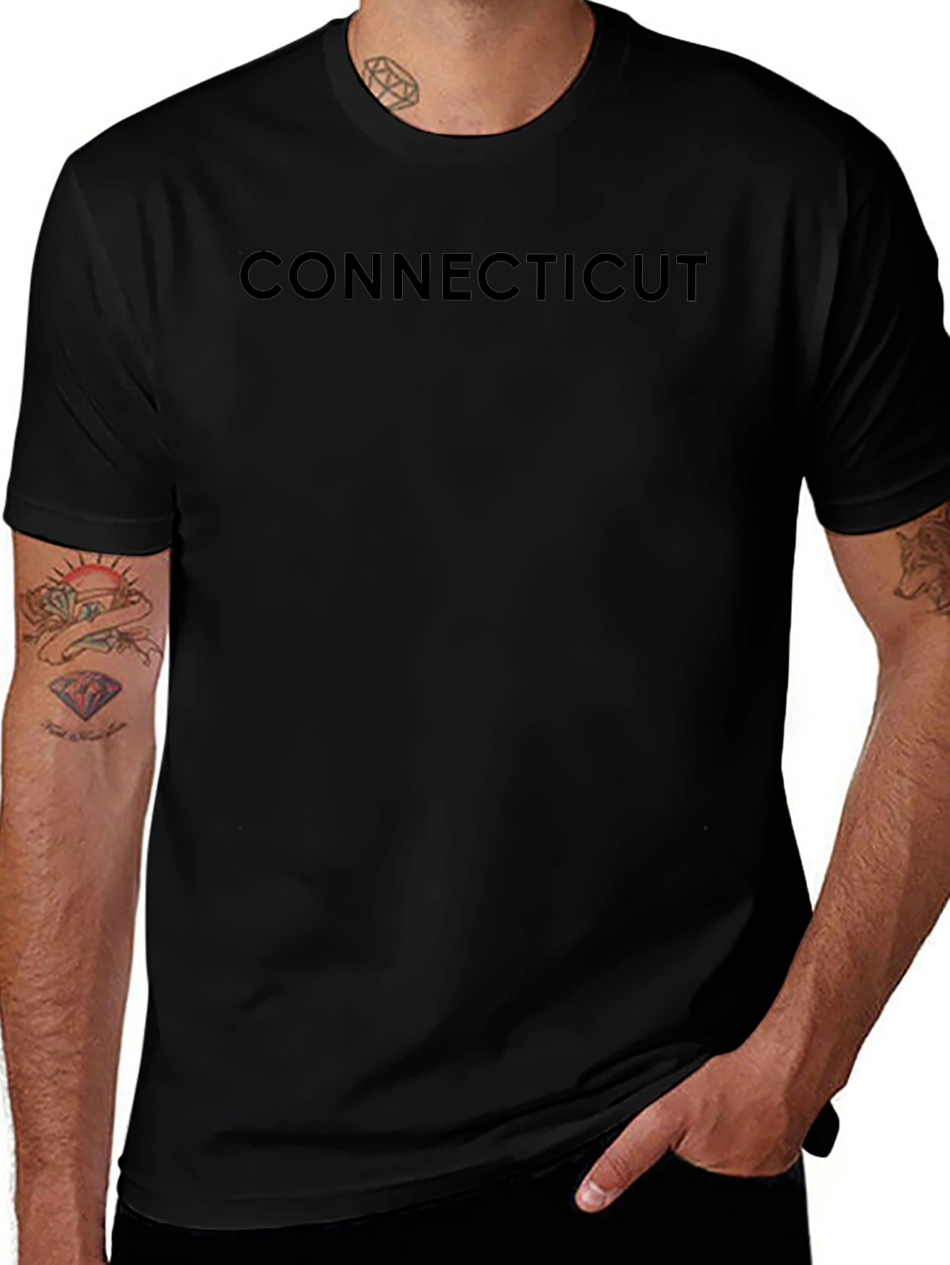 Connecticut Text Black T-Shirt