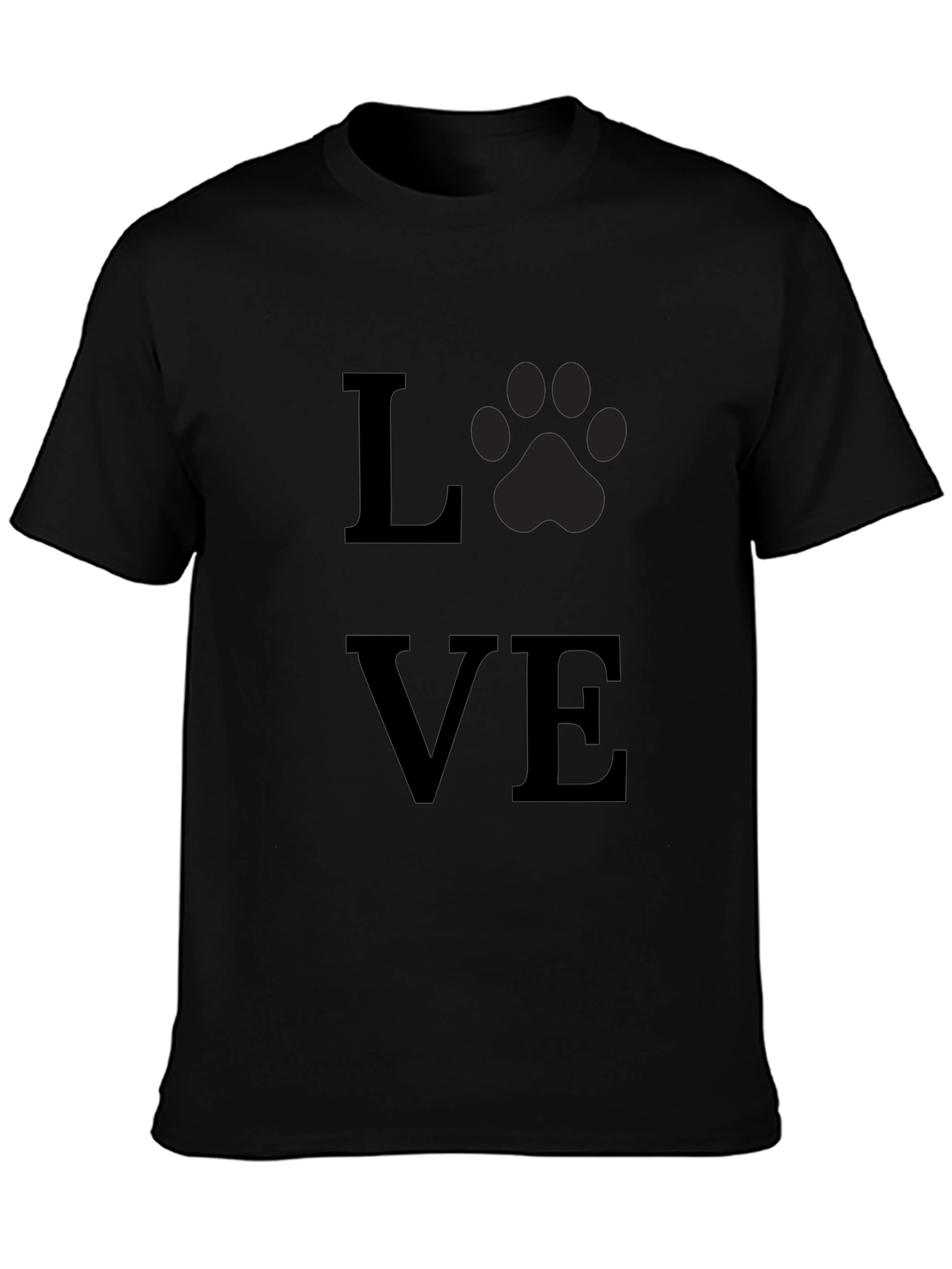 Love Paw Print T-Shirt - Black