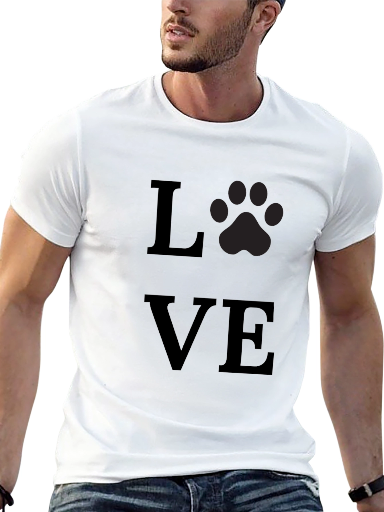 Love Paw Print T-Shirt - Black