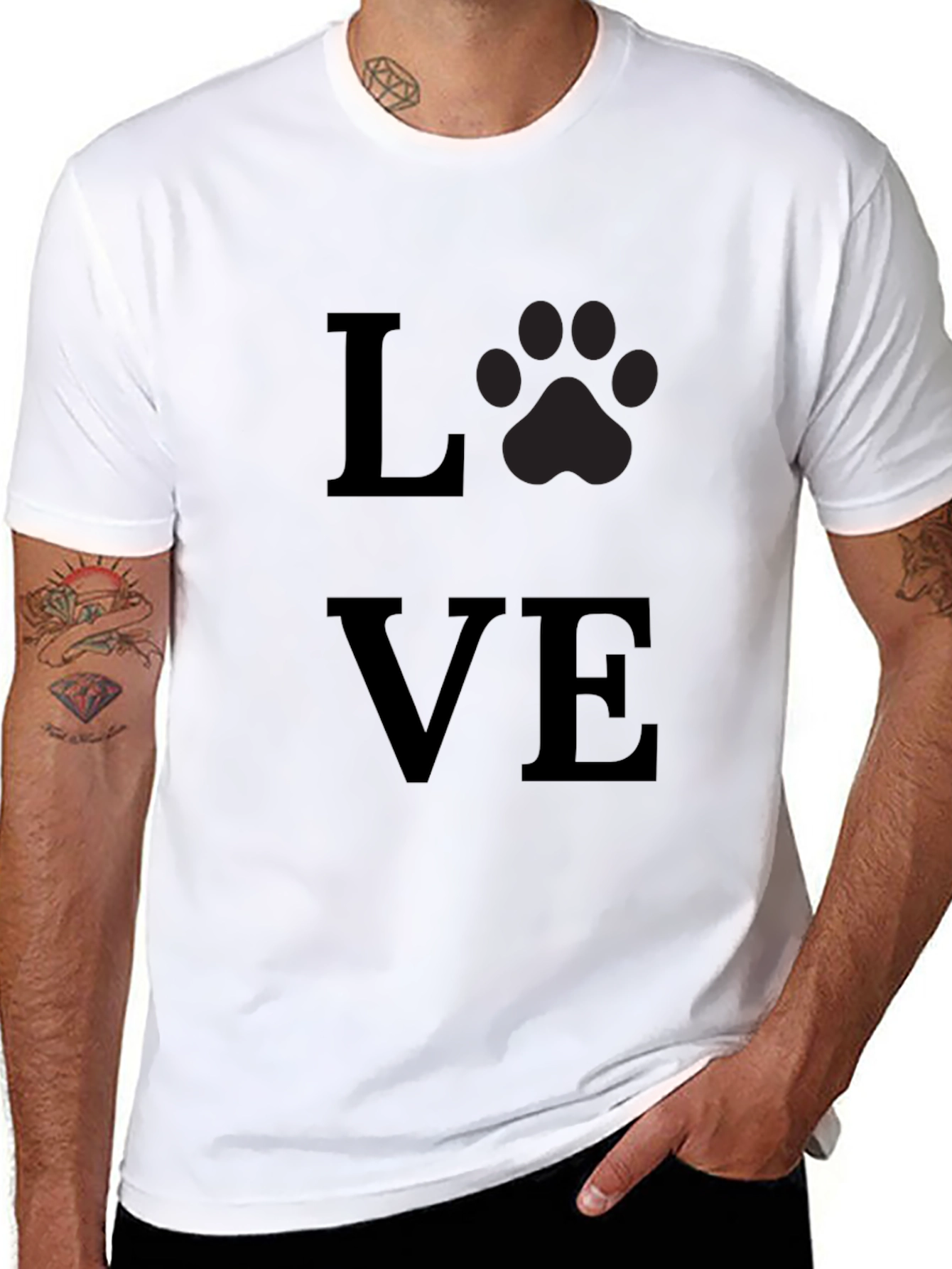 Love Paw Print T-Shirt - Black