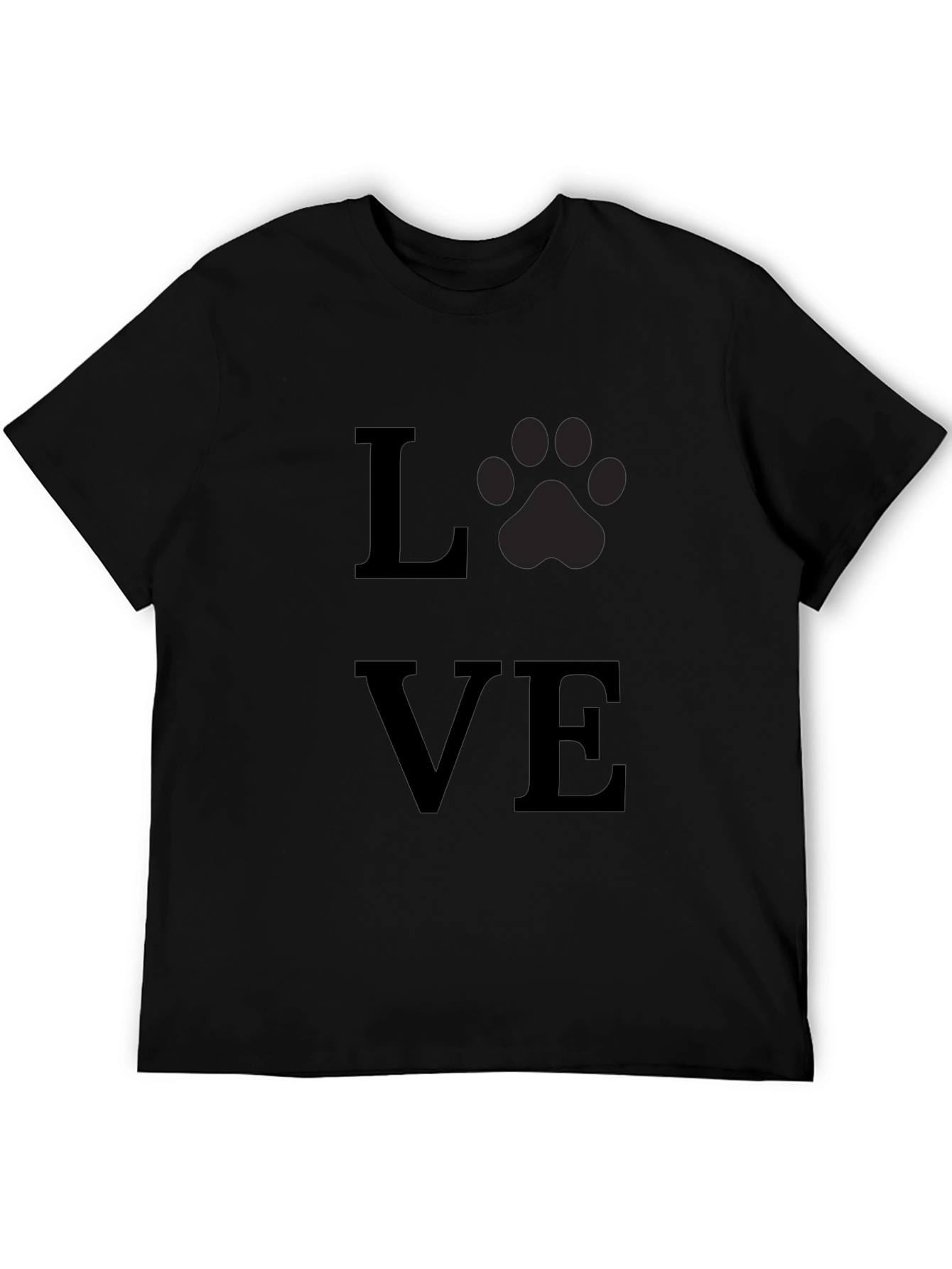 Love Paw Print T-Shirt - Black