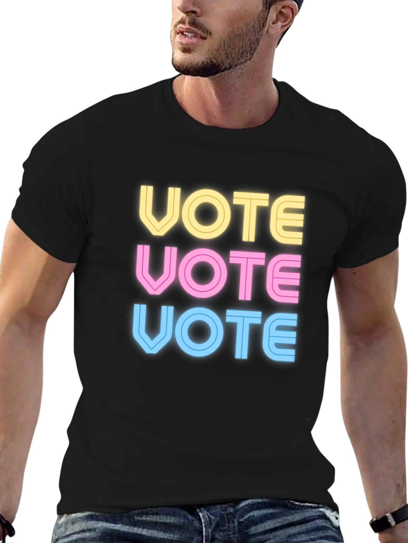 Vote Stacked Graphic Tee - Black