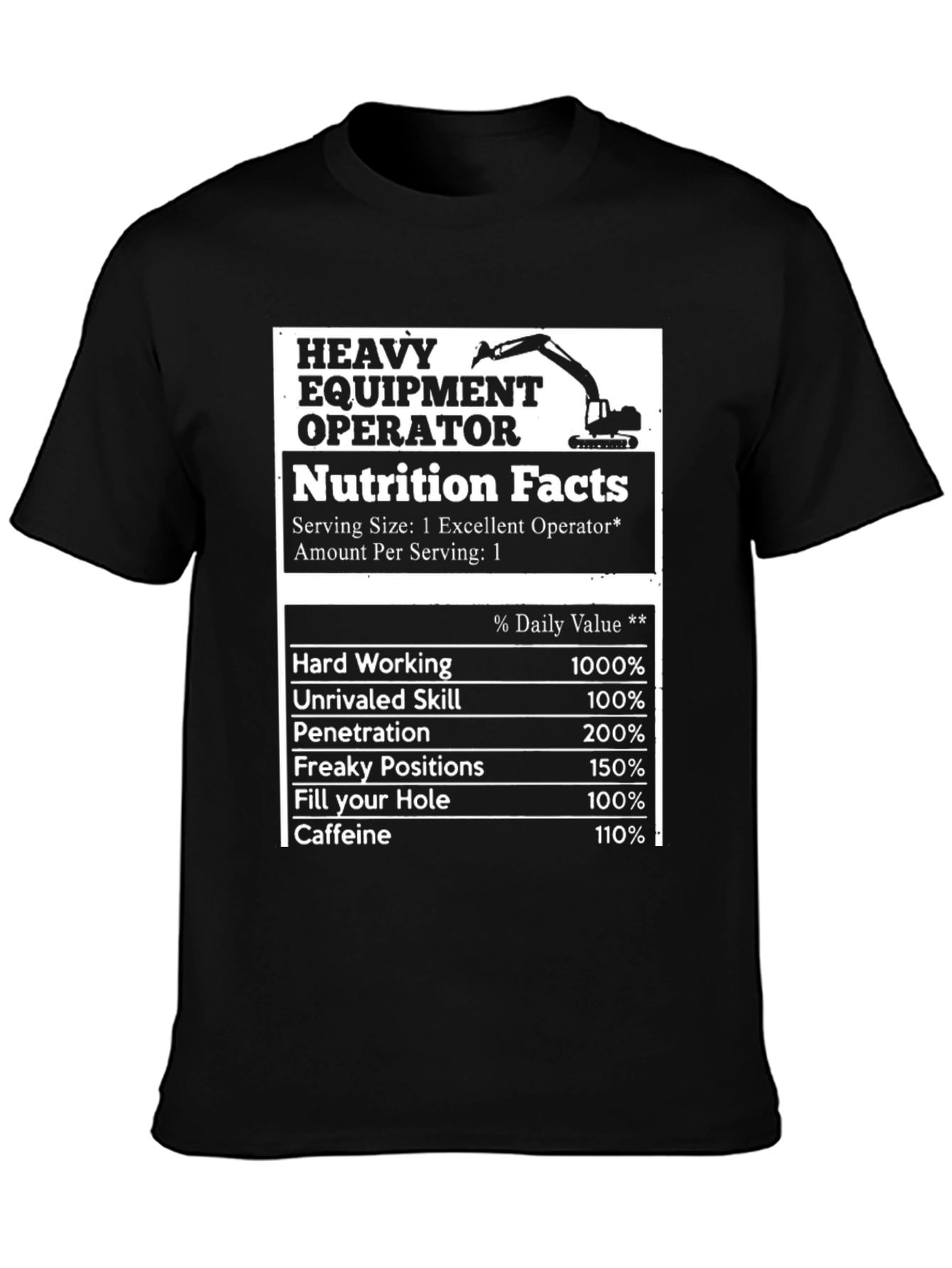 Heavy Equipment Operator Nutrition Facts T-Shirt