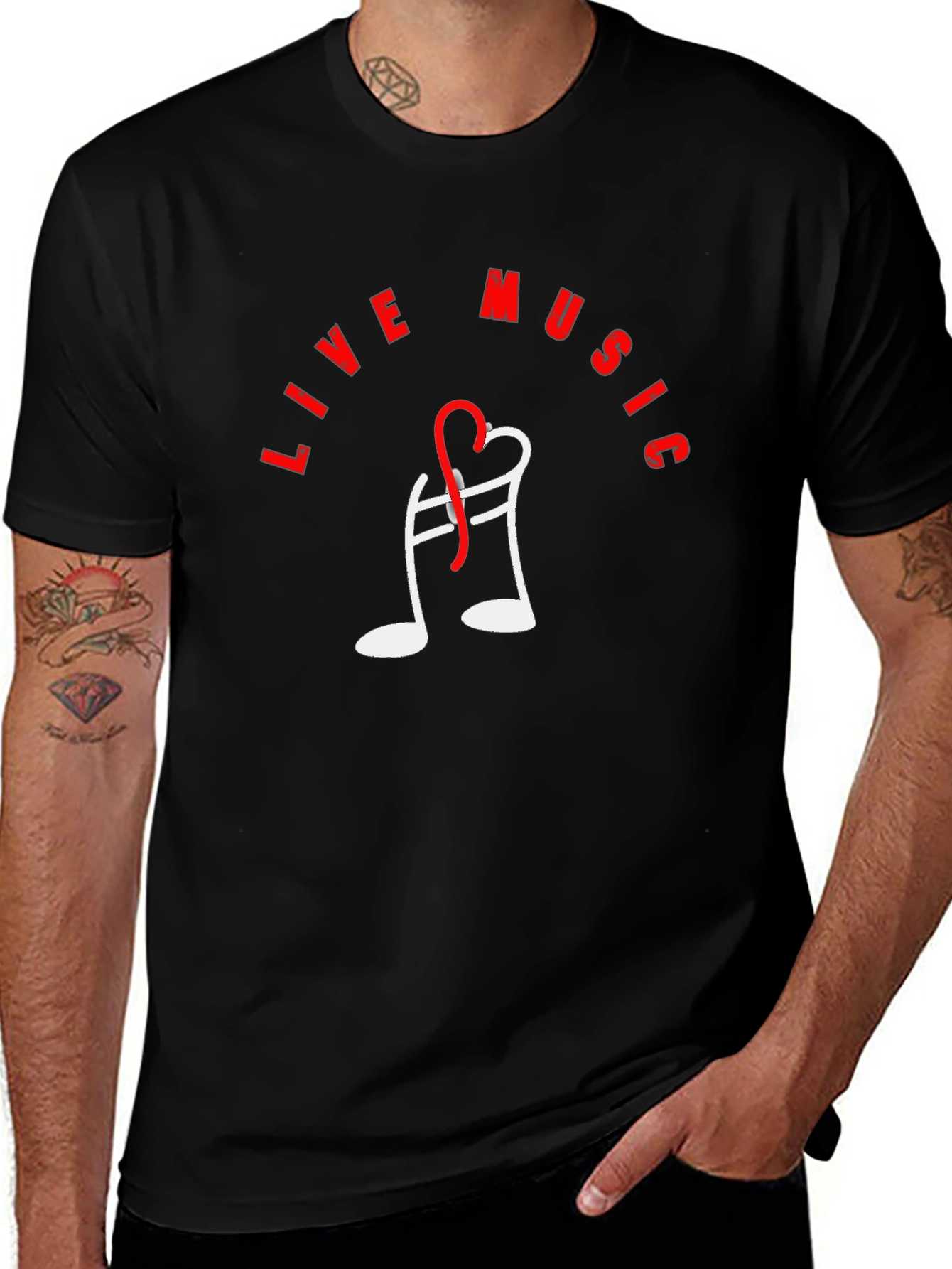 Live Music Tee - Heart Note Graphic T-Shirt