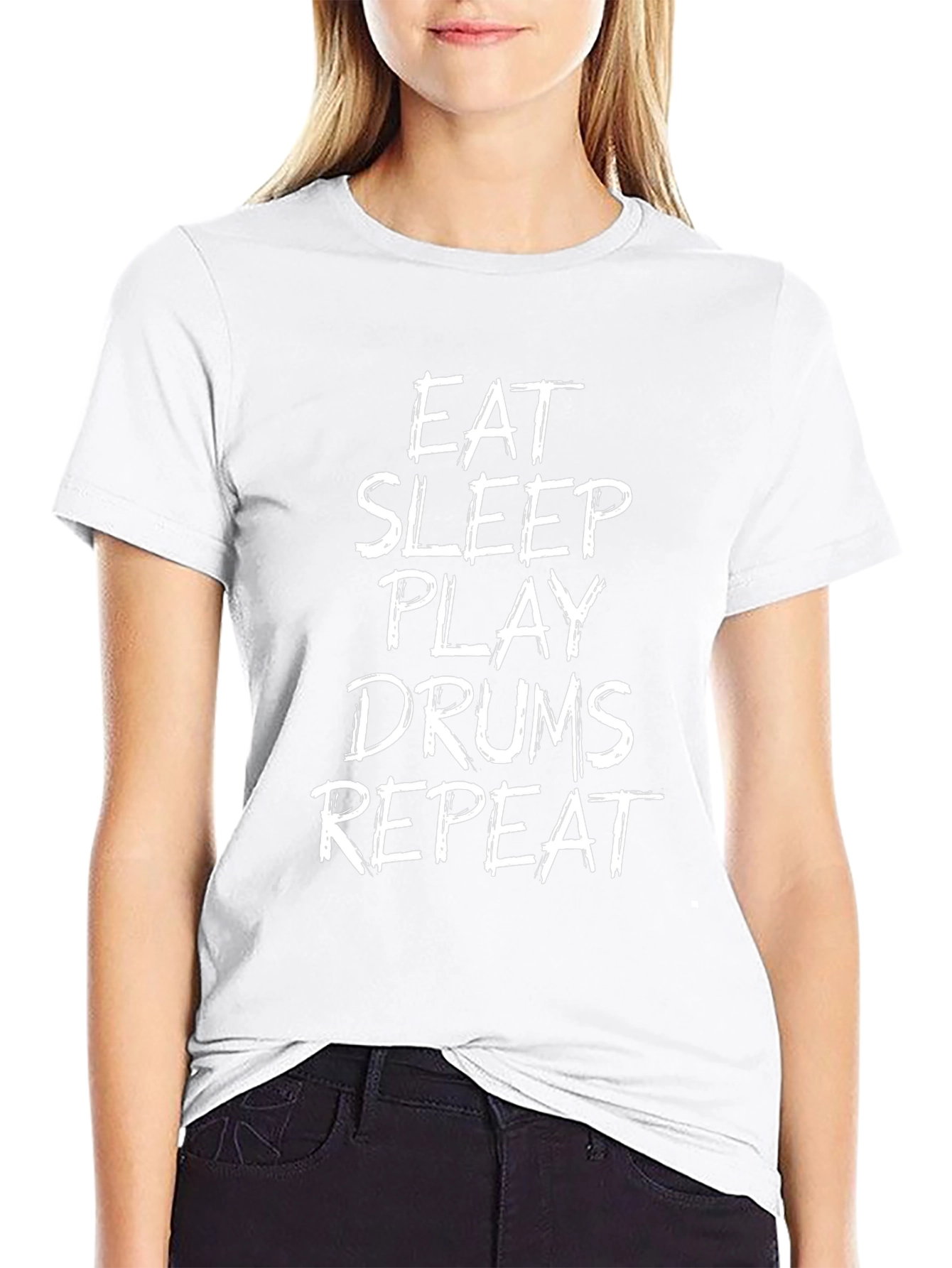 Eat Sleep Play Drums Repeat Black T-Shirt