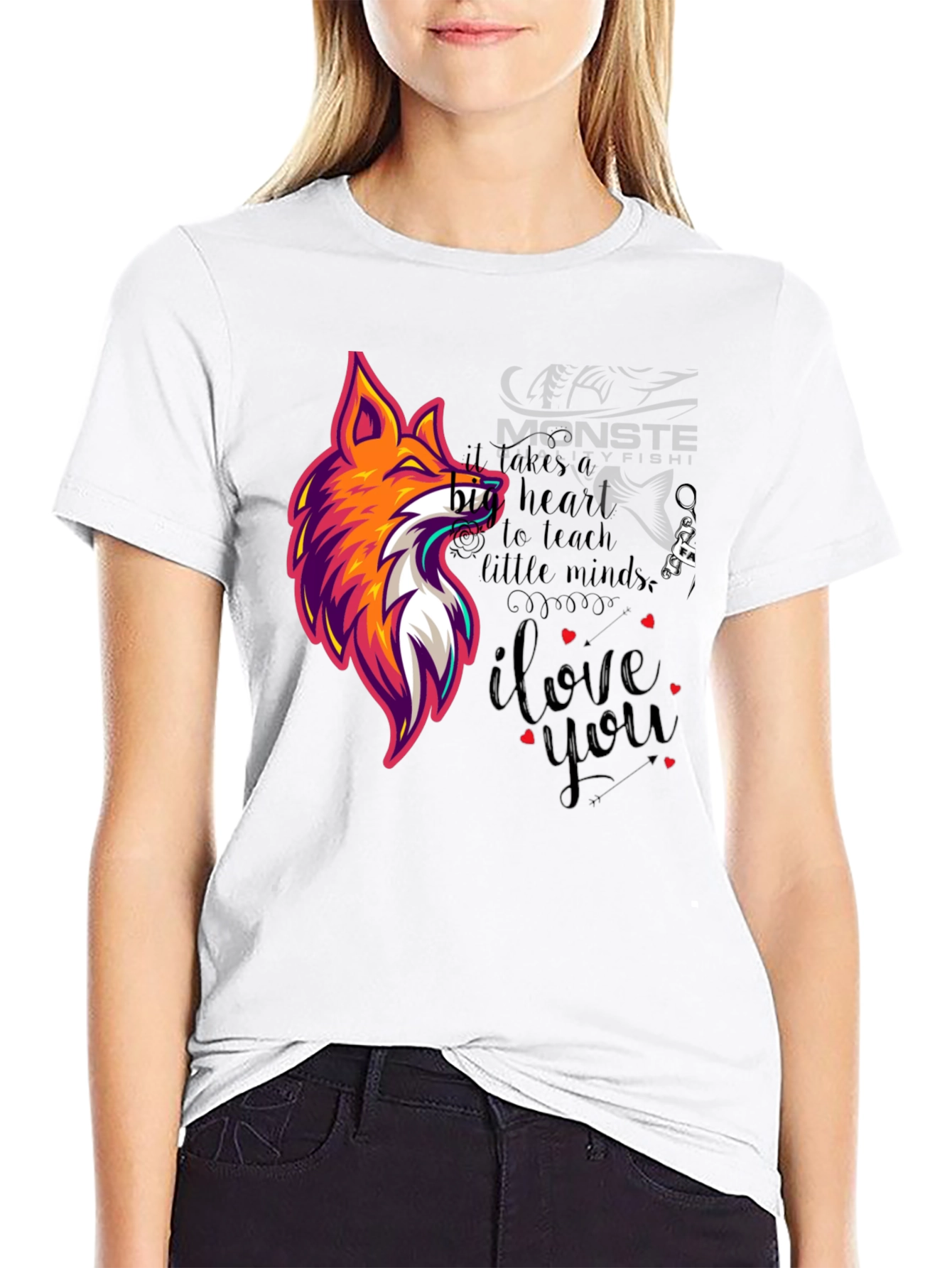 Stylish Graphic Tee - Fox & Heart Design