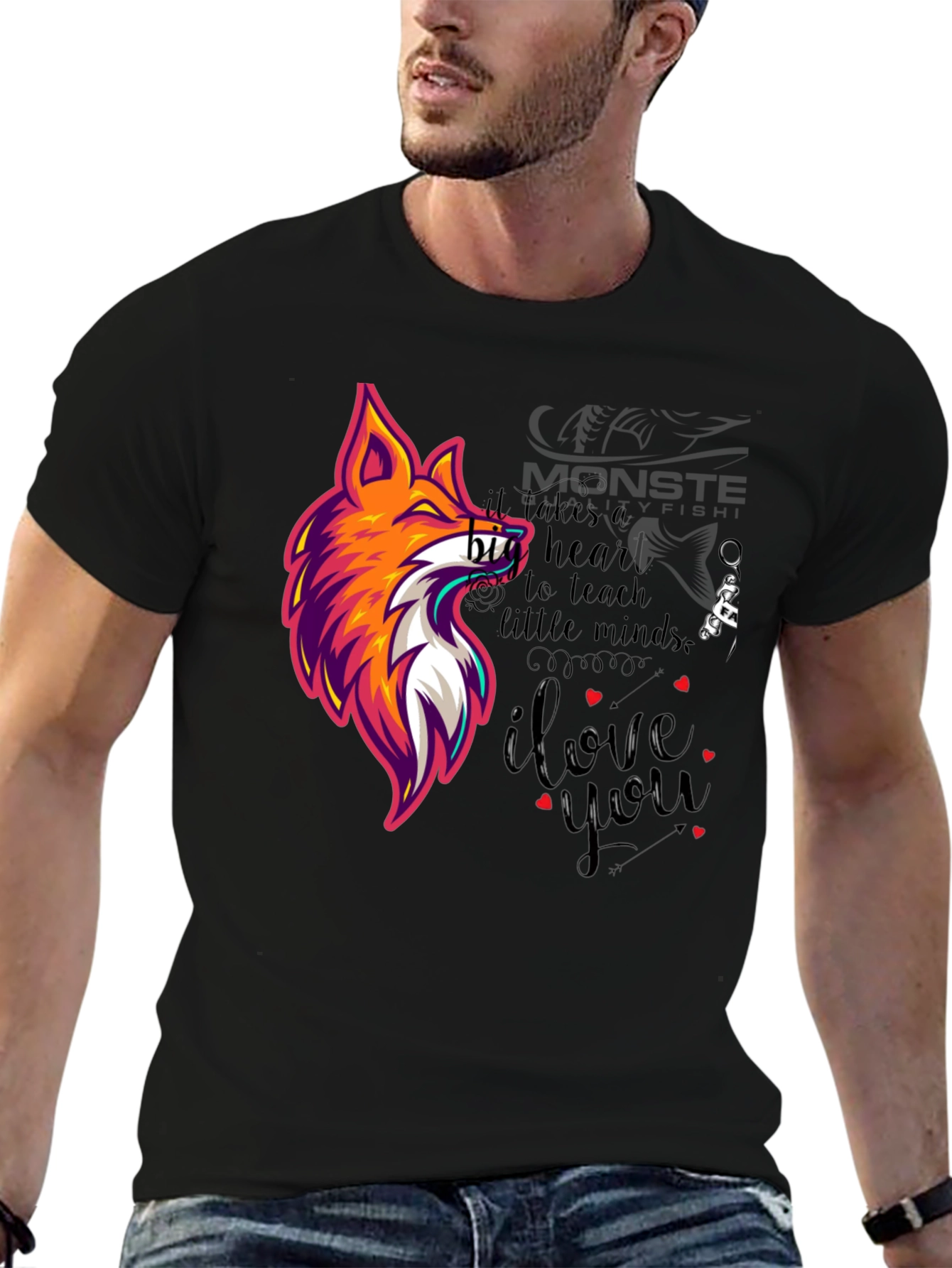 Stylish Graphic Tee - Fox & Heart Design