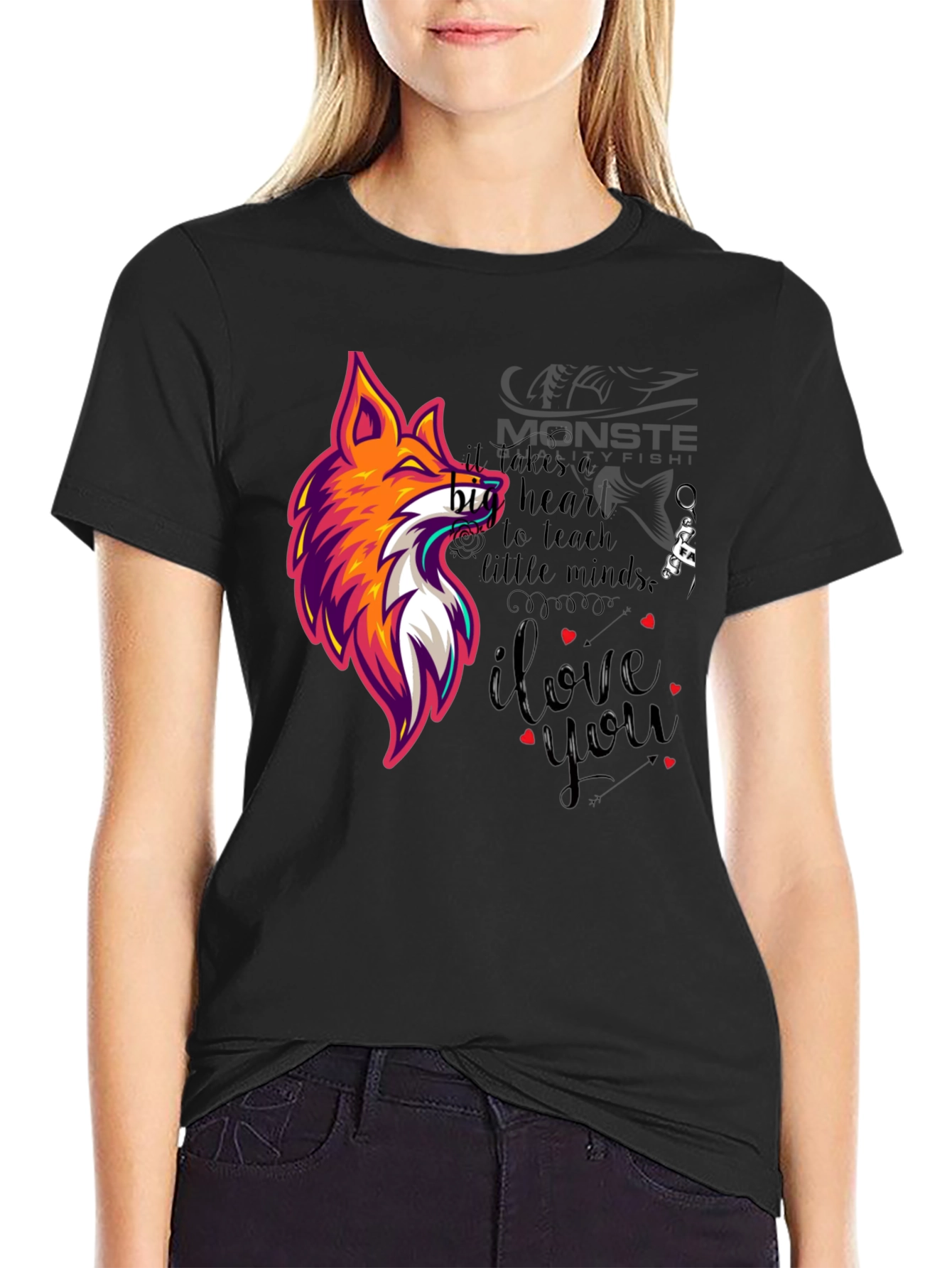 Stylish Graphic Tee - Fox & Heart Design