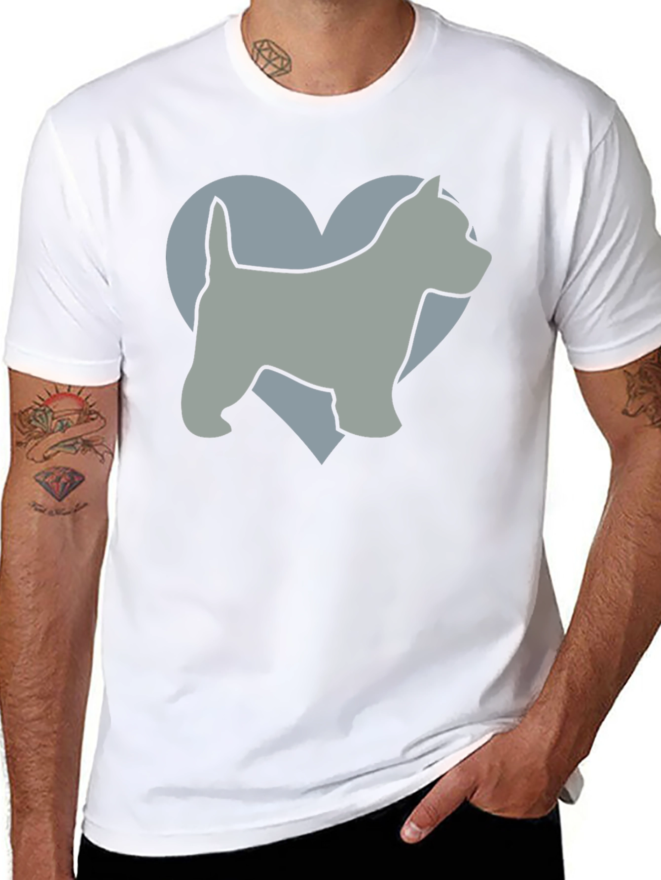 Dog Lover Tee: Westie Heart Graphic Black T-Shirt