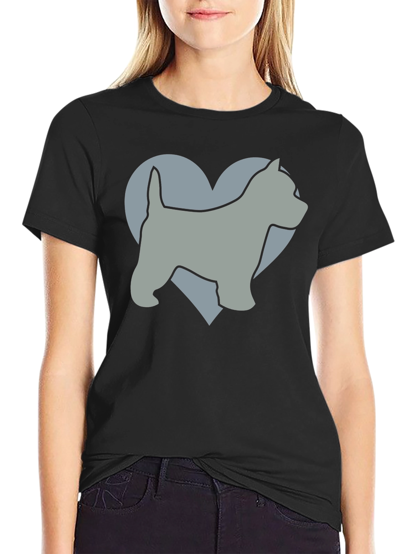 Dog Lover Tee: Westie Heart Graphic Black T-Shirt