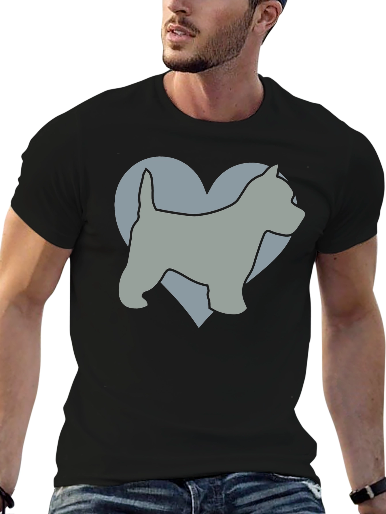 Dog Lover Tee: Westie Heart Graphic Black T-Shirt