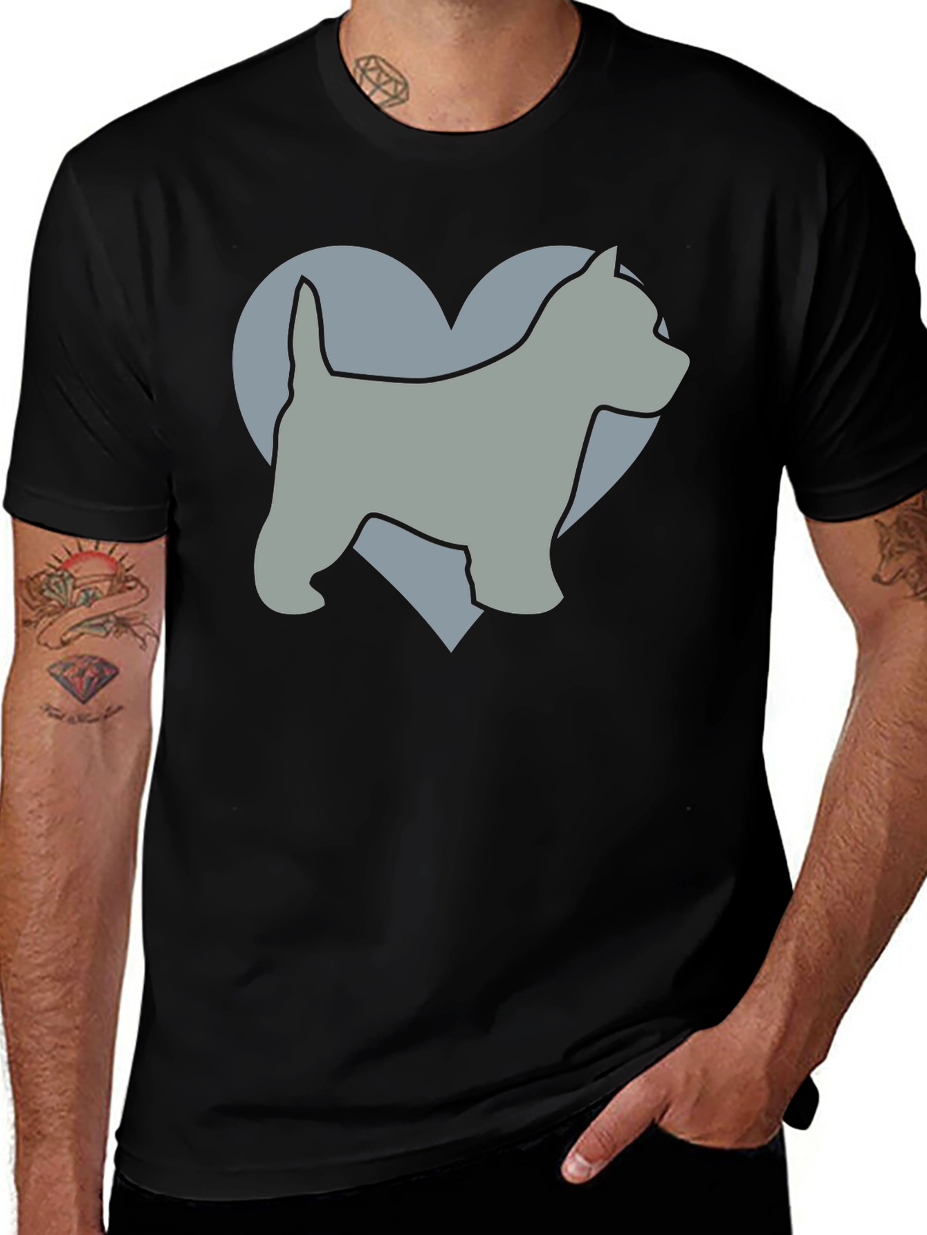 Dog Lover Tee: Westie Heart Graphic Black T-Shirt