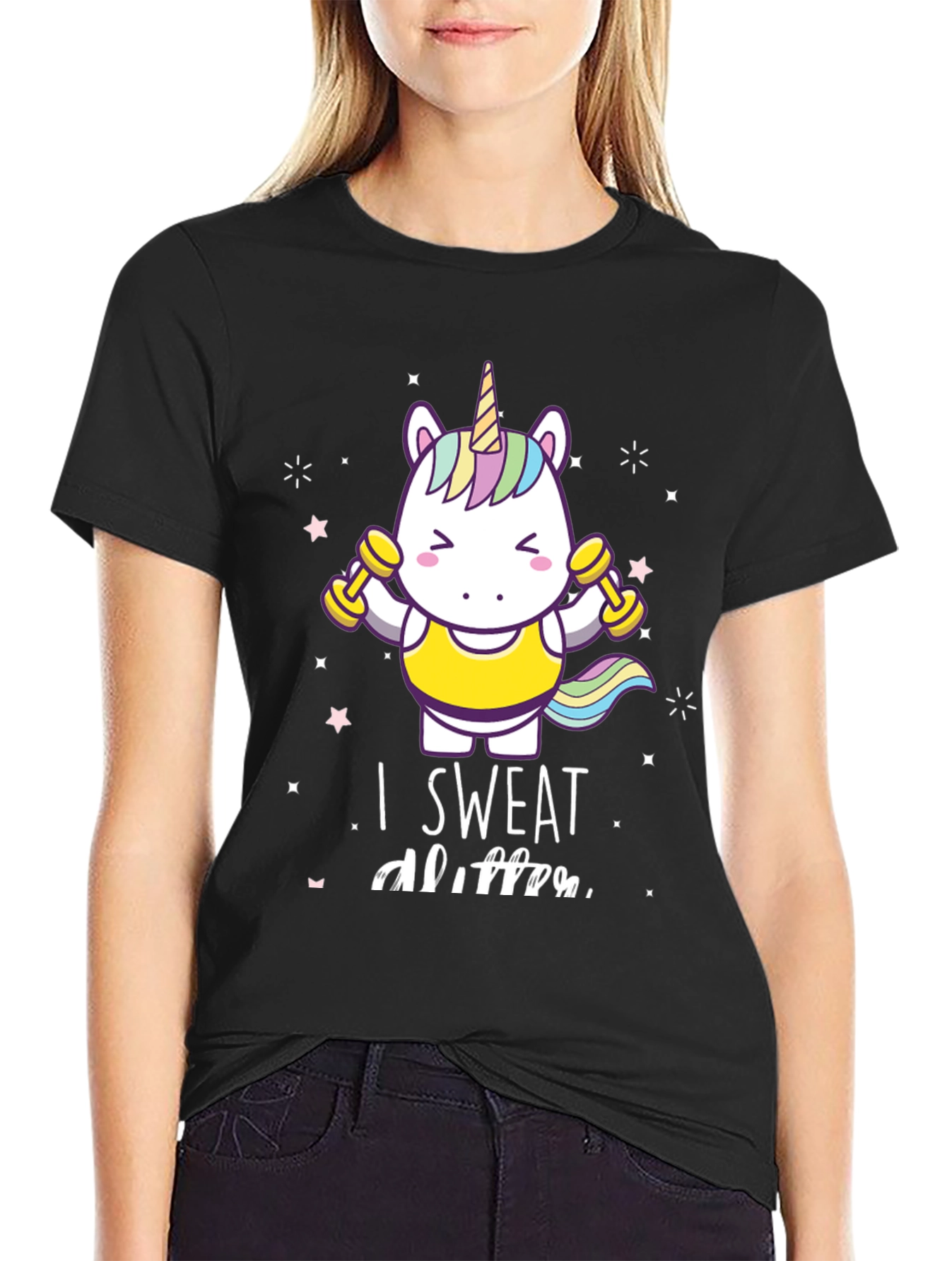 Unicorn I Sweat Glitter Graphic Tee