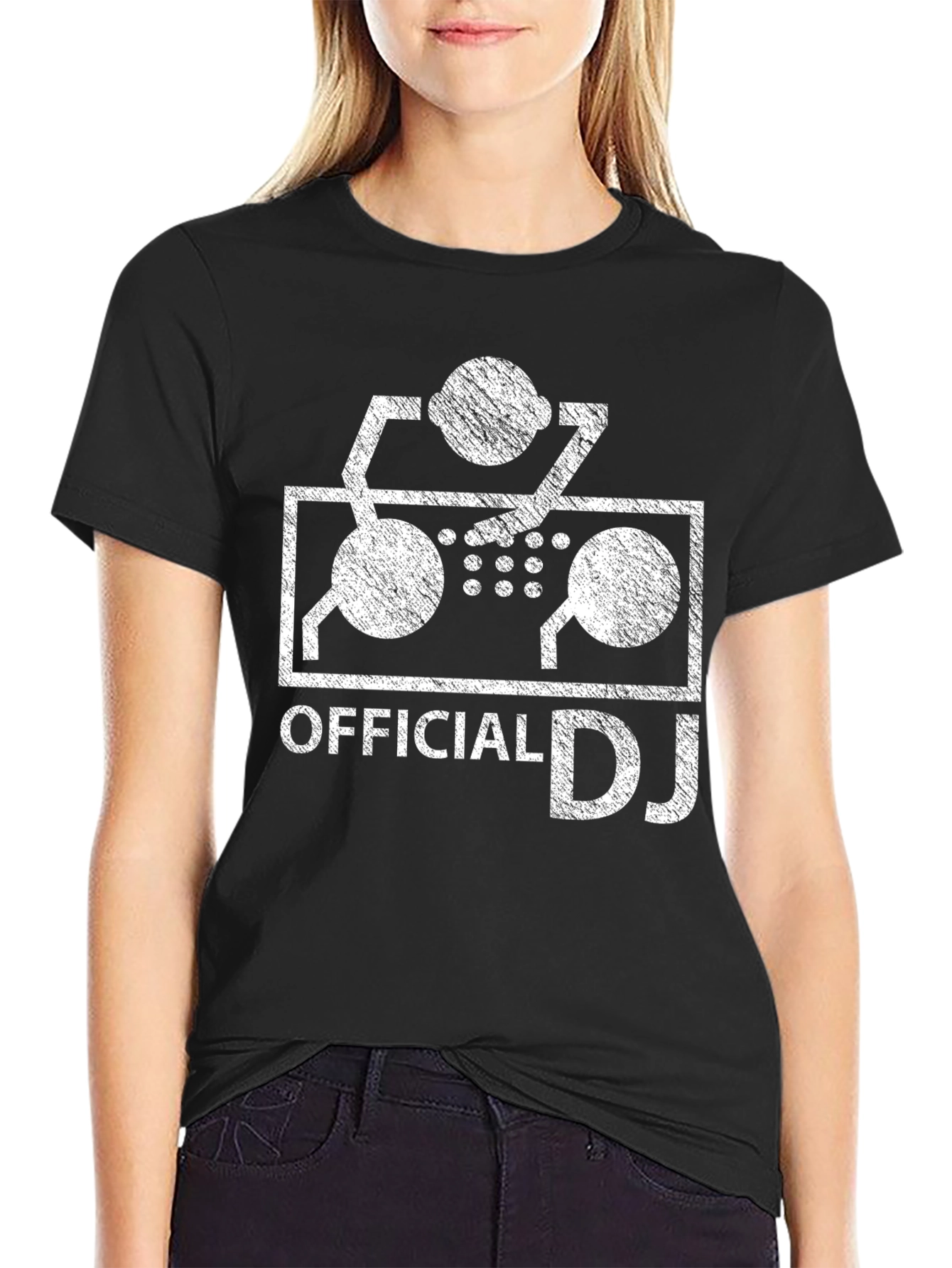 Official DJ Graphic Tee - Black Cotton Blend Shirt