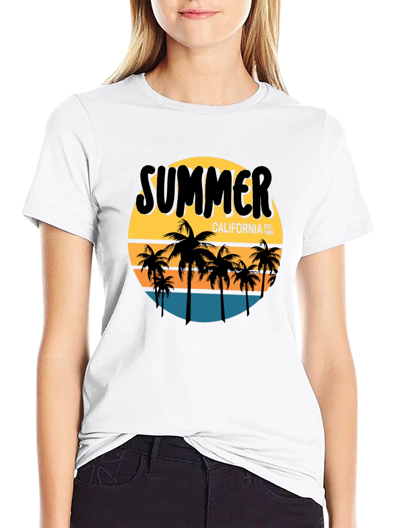 Summer California Graphic Tee - Palm Tree T-Shirt